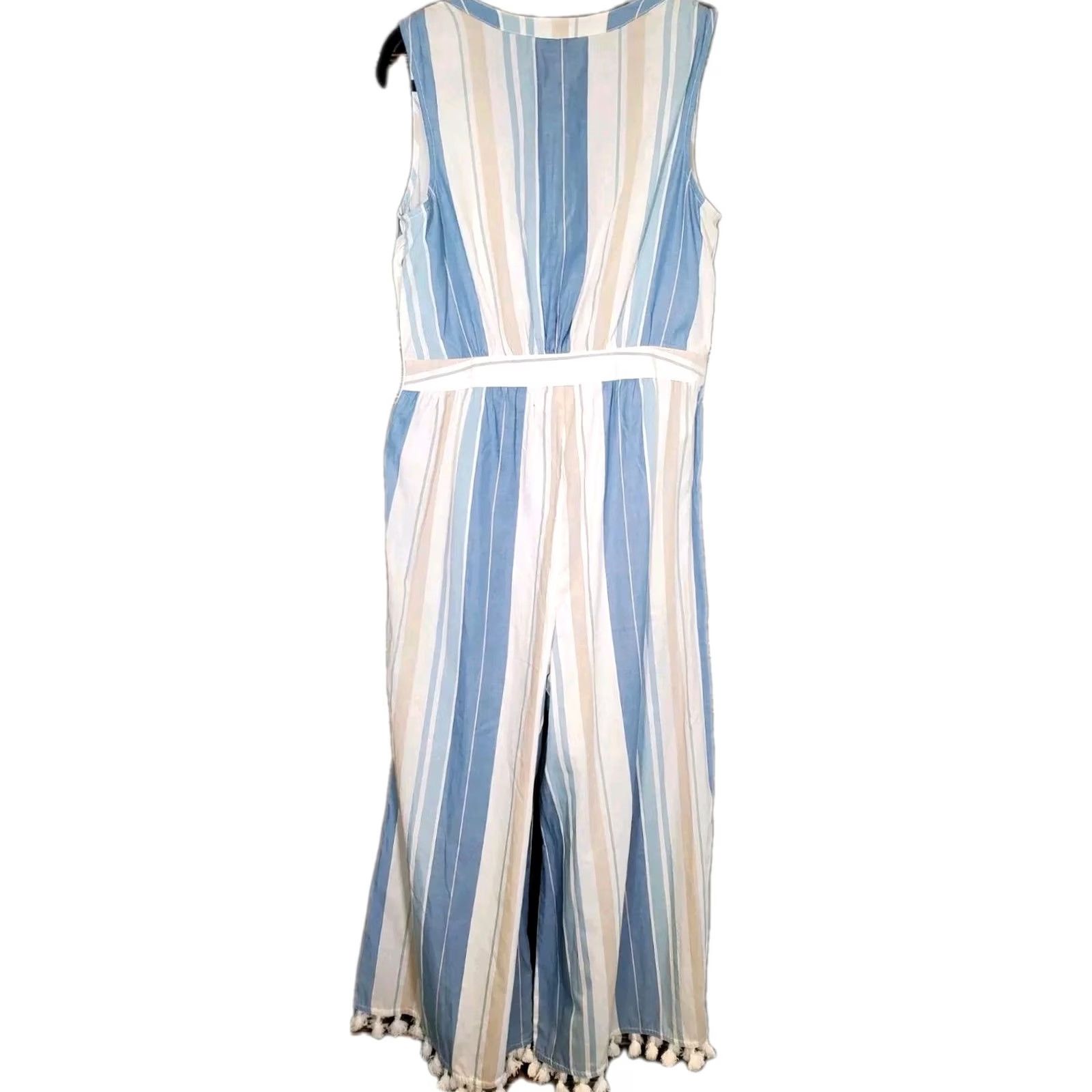 Cleobella Cleobella Jumpsuit Womens L Multicolor (Blue Free People Canela Striped Cotton India Women New Size 36" / US 14 / IT 50 - 5 Thumbnail