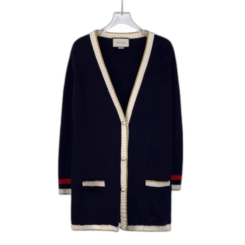 Gucci Gucci Black Logo Embroidered Knit Cardigan Size L / US 10 / IT 46 - 1 Thumbnail