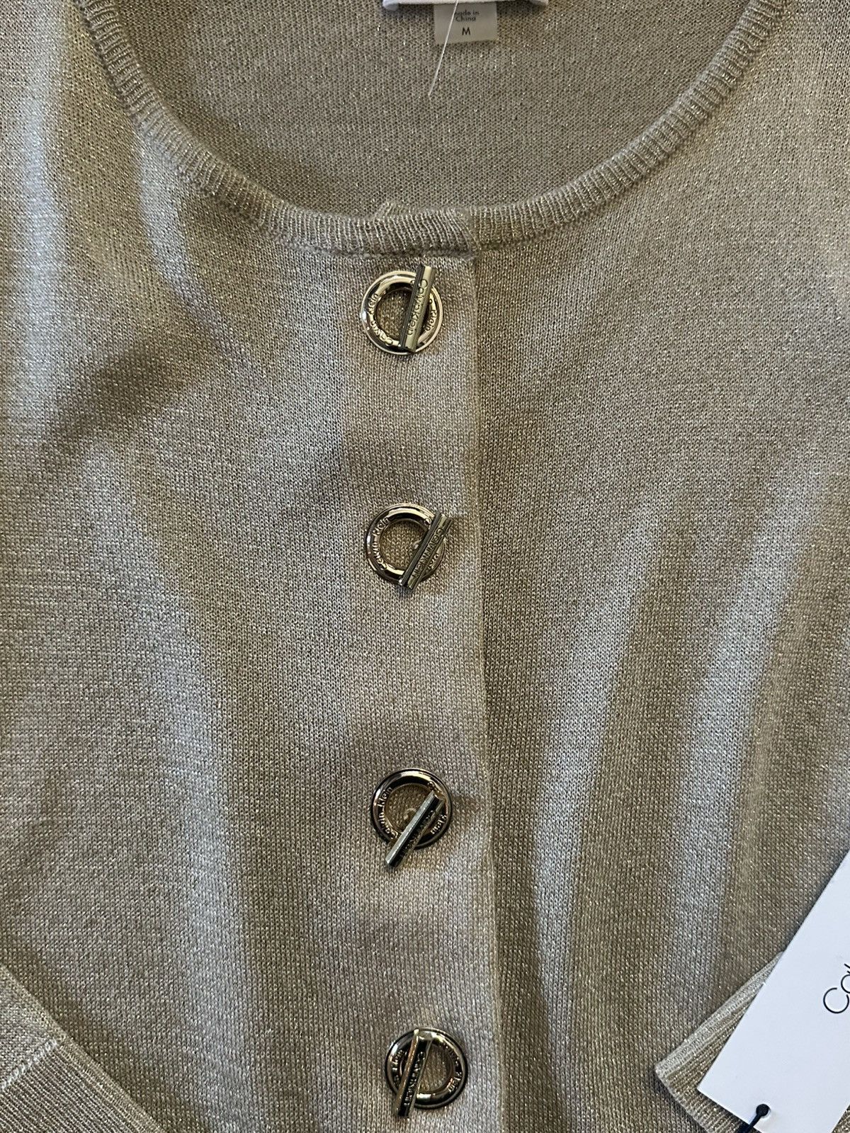 Calvin Klein NWT Calvin Klein Gold and Beige Metallic M Cardigan Size M / US 6-8 / IT 42-44 - 2 Thumbnail