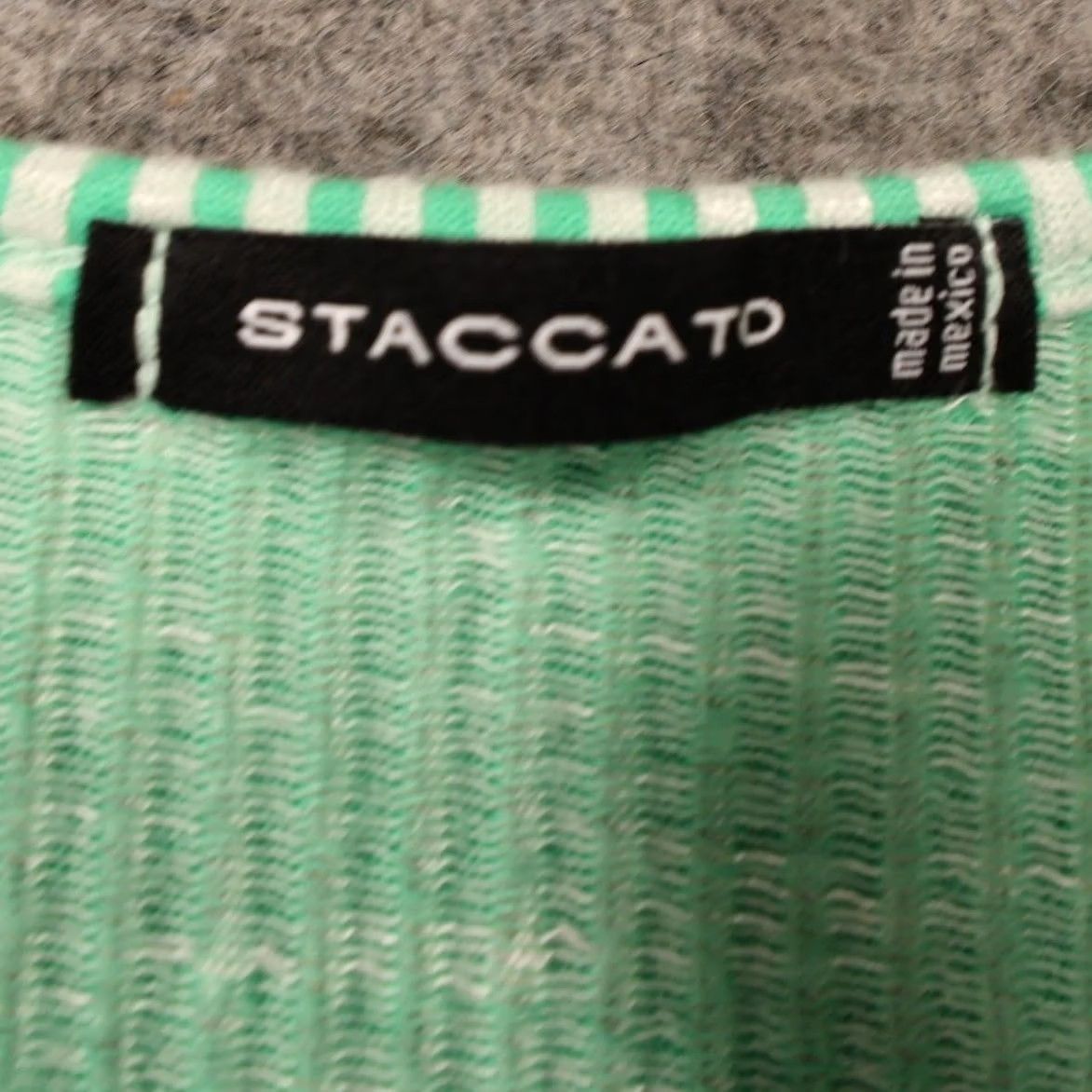 Vintage STACCATO Top Womens M Green Tank Excellent Striped Ribbed Knit 1390W Size M / US 6-8 / IT 42-44 - 5 Thumbnail