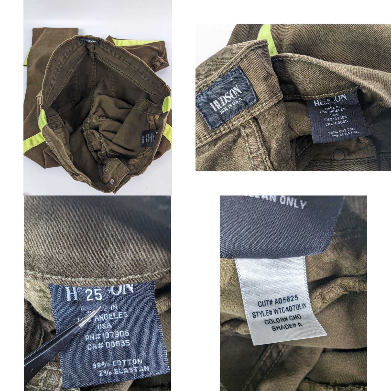 Hudson Hudson Loulou Tuxedo Crop Super Skinny Jeans Women's 25 Chopin Green Stripe USA Jeans Crop Green Stripe 25 Womens Size 42" / US 20 - 8 Thumbnail