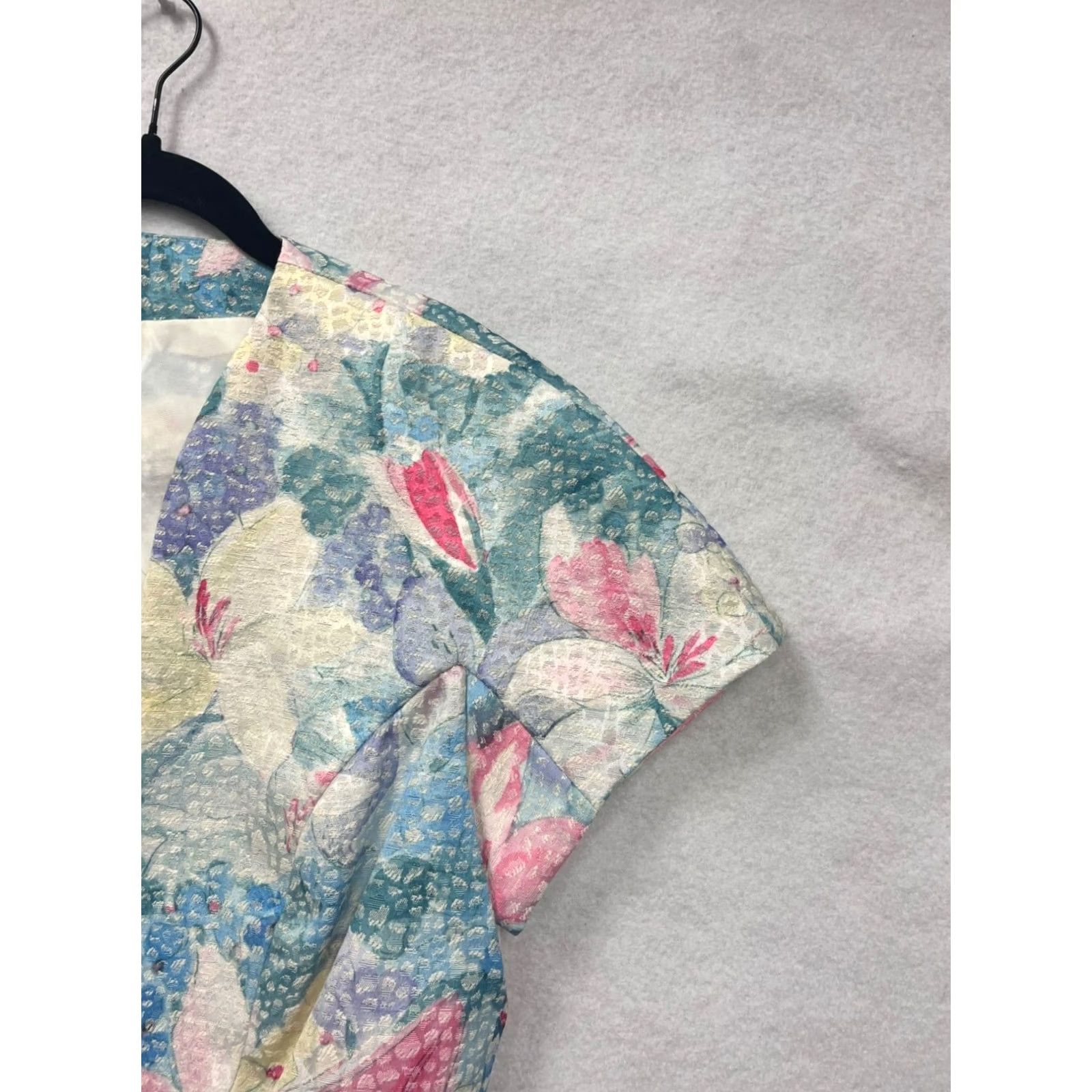 Vintage VINTAGE 90s Floral Cropped Bolero Jacket Open Front Blazer Women M/L Pink Floral Pattern Womens Size M / US 6-8 / IT 42-44 - 4 Thumbnail