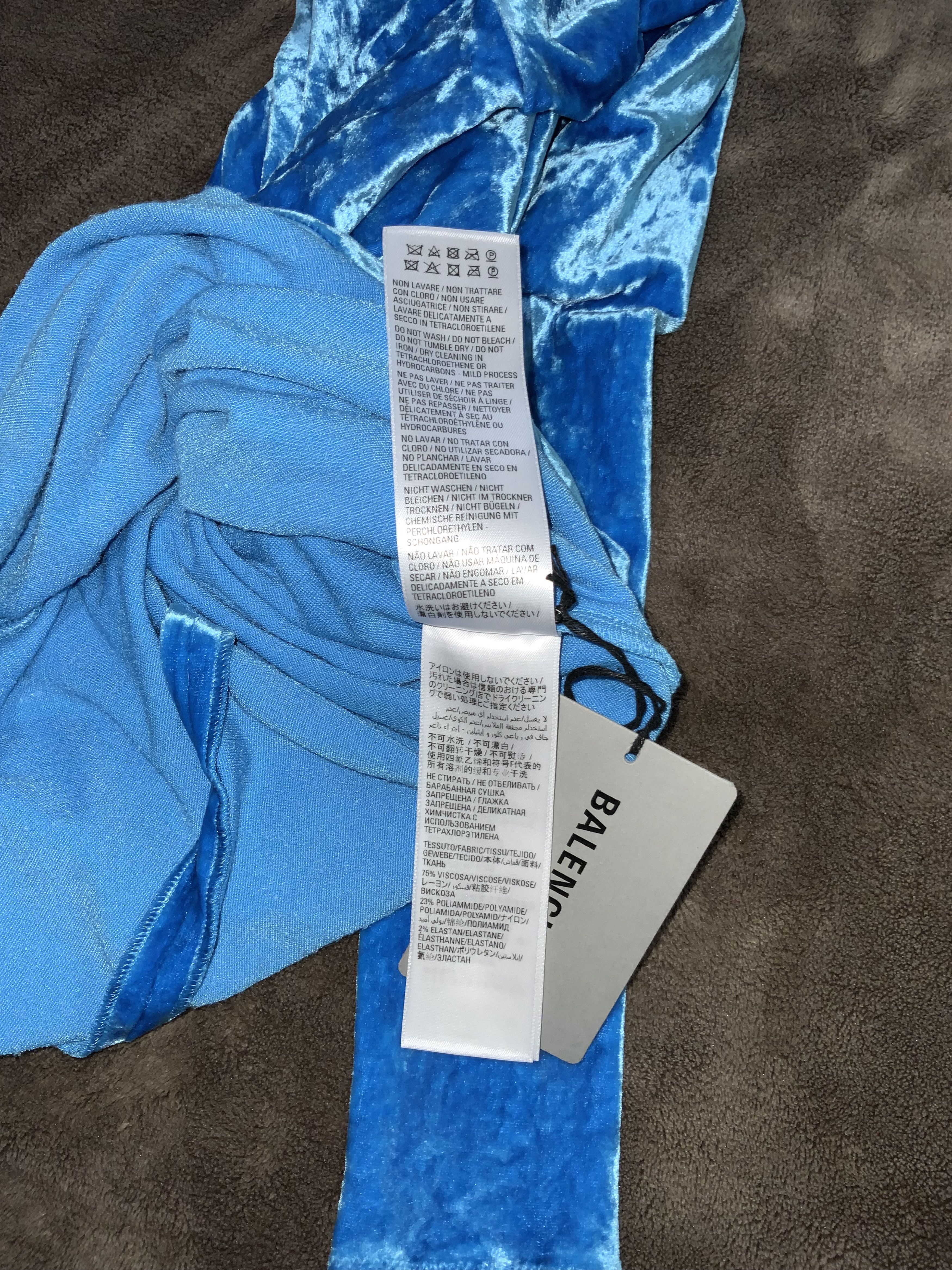 Balenciaga Velvet Turtleneck Mini Dress NWT Cyclades Blue Size M / US 6-8 / IT 42-44 - 6 Thumbnail