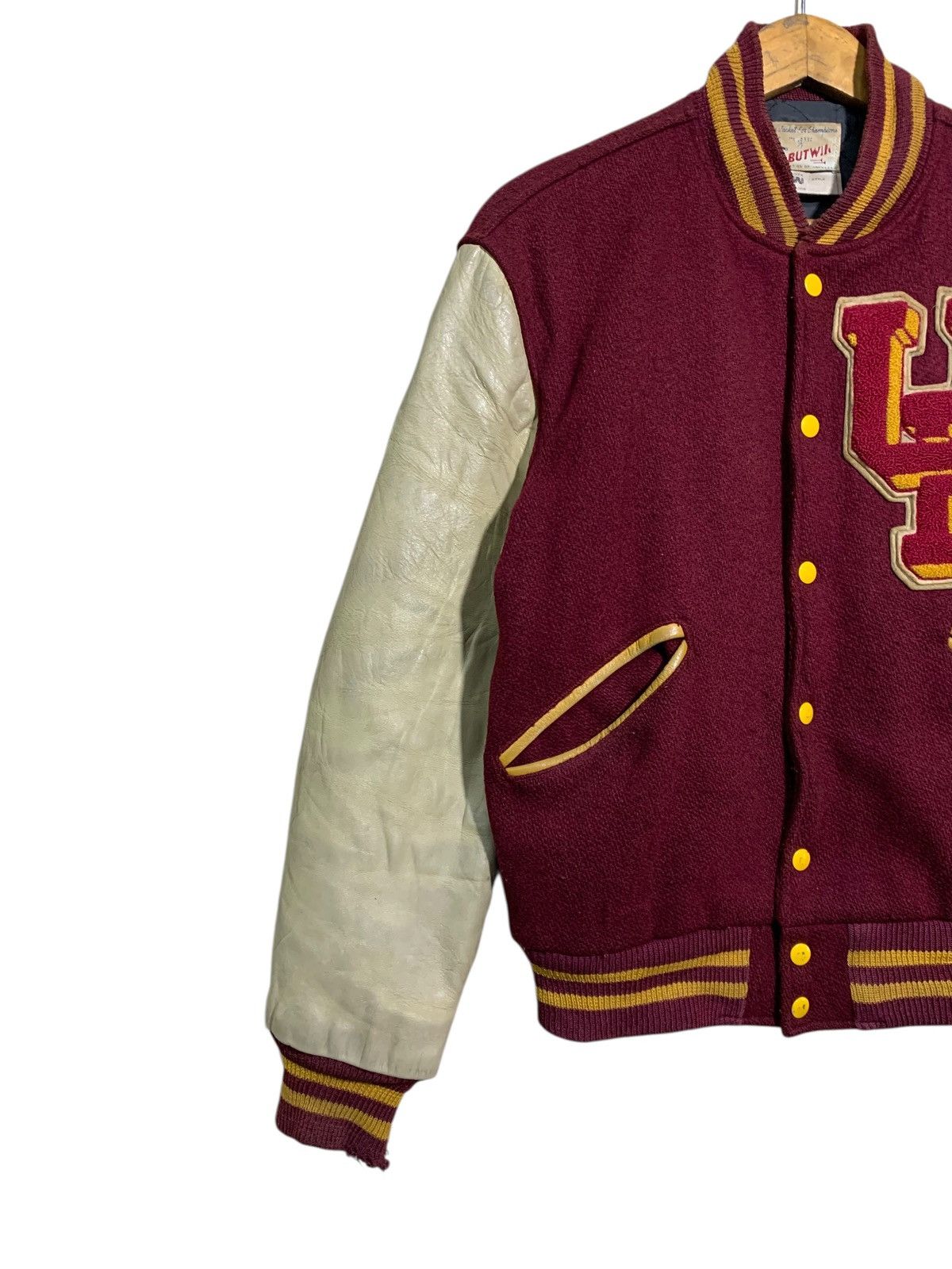 🔥VTG 70s BUTWIN WOOL/LEATHER VARSITY JACKET