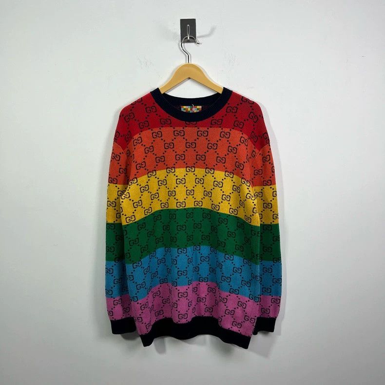 Gucci Gucci Double G full logo rainbow round-neck wool sweater 25 Size US S / EU 44-46 / 1 - 1 Thumbnail