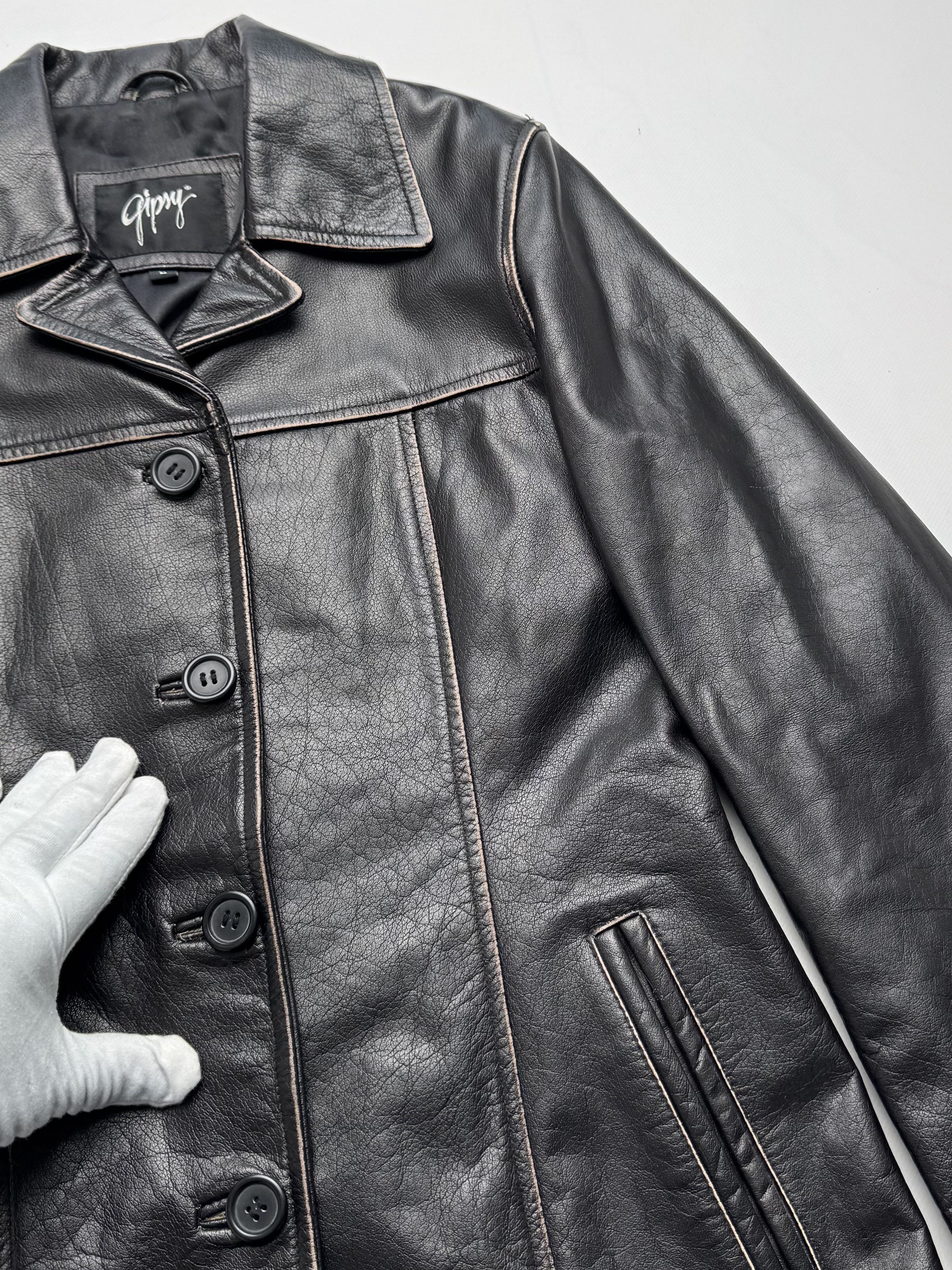 Vintage Vintage Leather Jacket Button Front Classic Casual Biker E2 Size M / US 6-8 / IT 42-44 - 3 Thumbnail