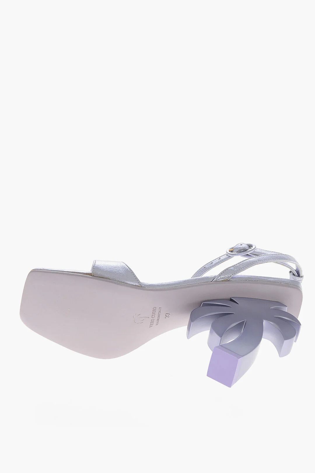 Palm Angels og1mm0326 Lamé Leather Sandals in Purple Size US 7 / IT 37 - 5 Thumbnail