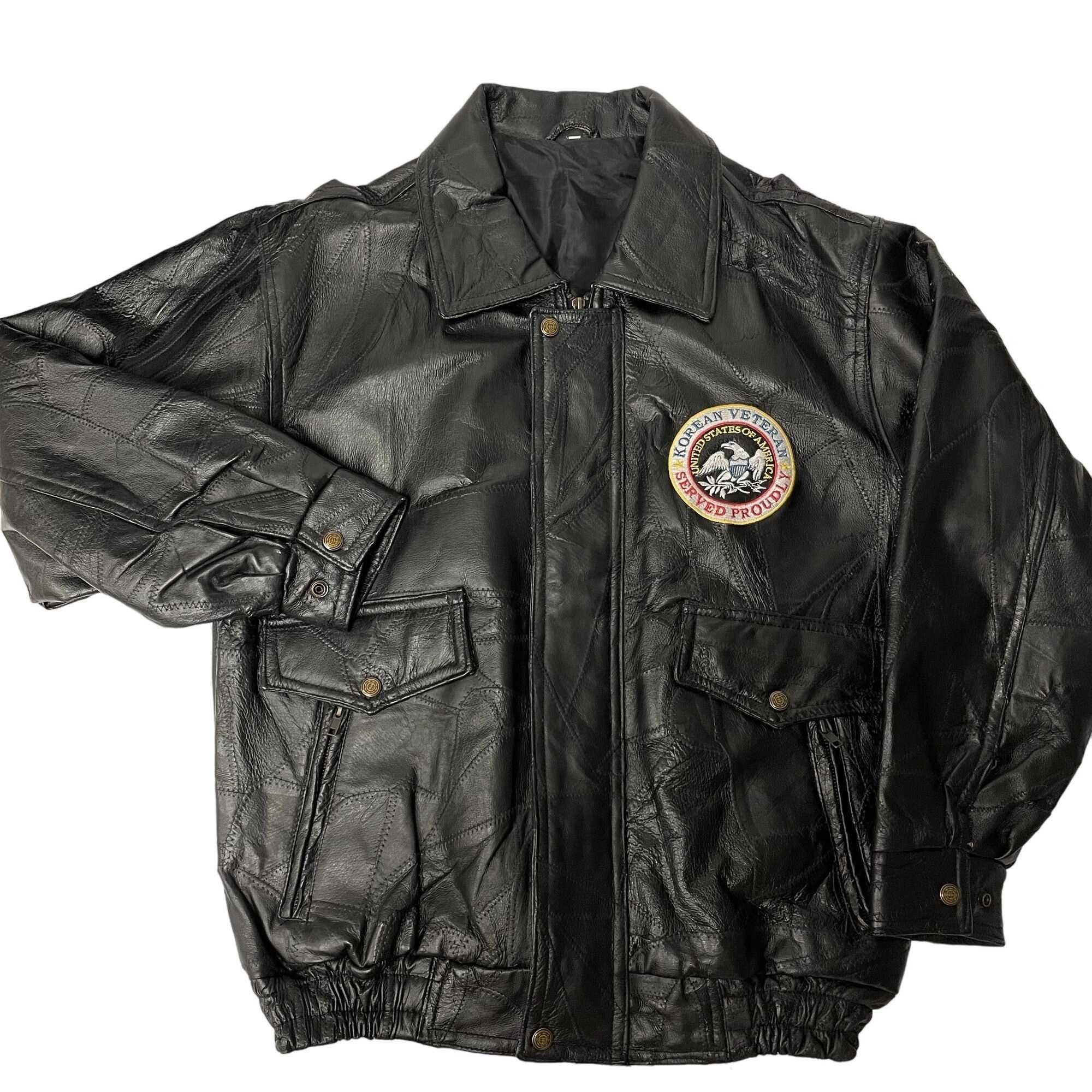 Other Vtg PATCHWORK Leather USA Korean Veteran Bomber Size US S / EU 44-46 / 1 - 1 Thumbnail