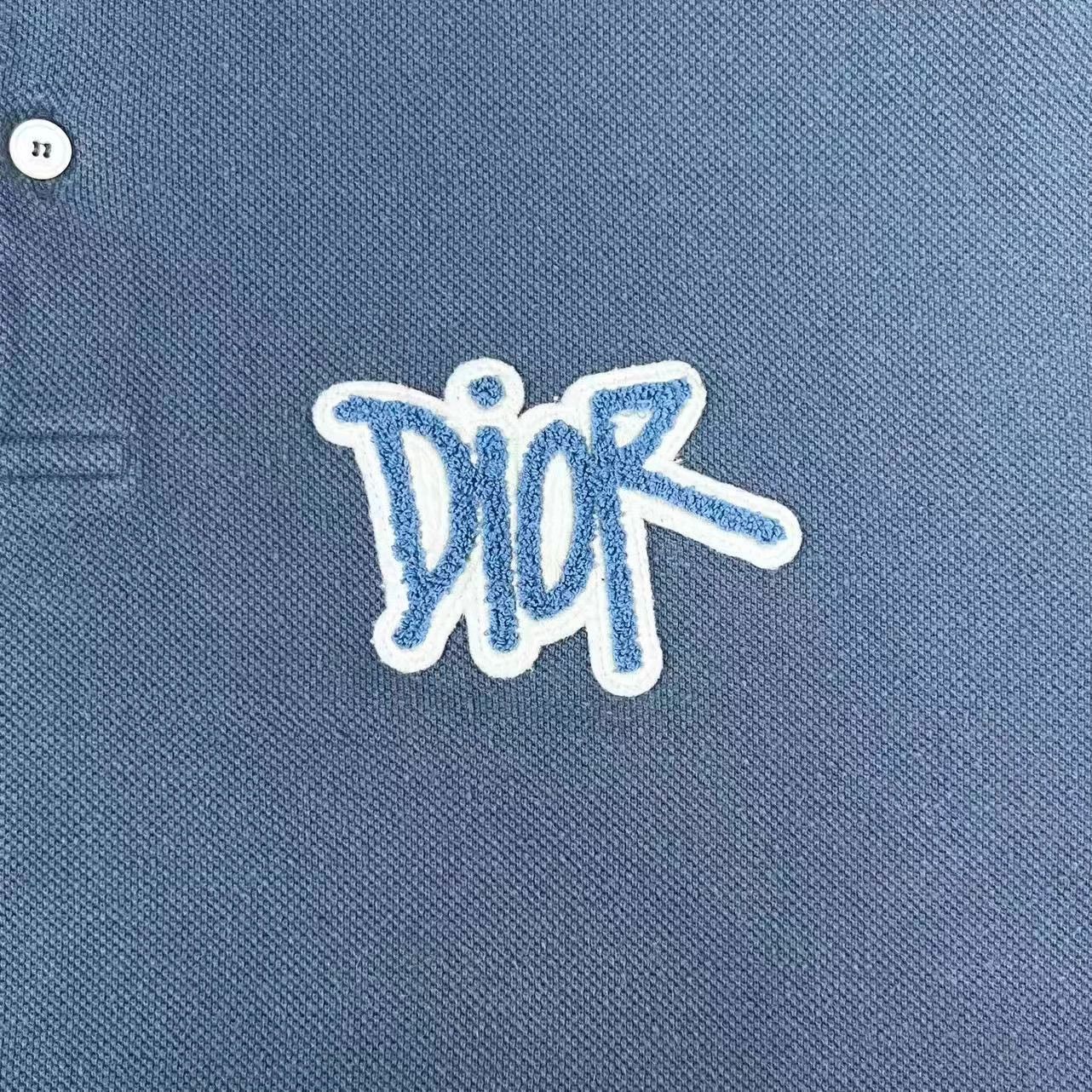 Dior Dior Light Blue Embroidered Flocked Logo Polo Shirt L Size US L / EU 52-54 / 3 - 4 Thumbnail