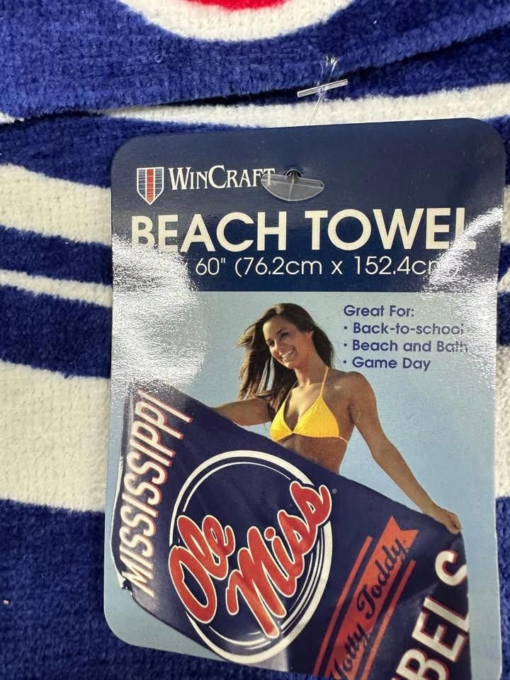 Designer Ole Miss Mississippi University Beach Towel Size ONE SIZE - 2 Thumbnail