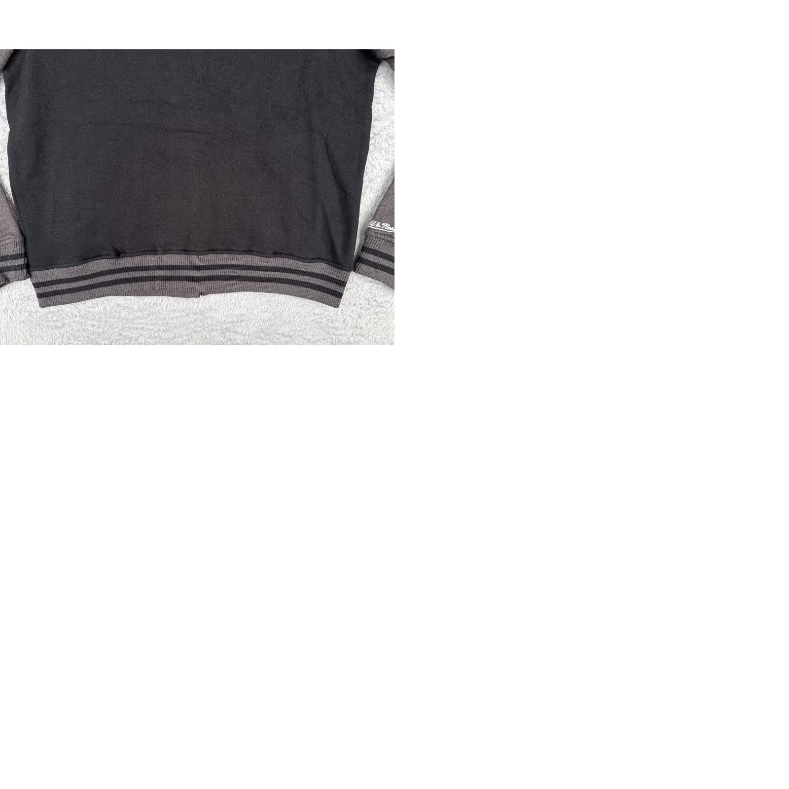 Mitchell & Ness Mitchell & Ness Varsity Jacket Adult Large Black Gray Fleece Lined Hooded Cotton Size US L / EU 52-54 / 3 - 10 Thumbnail