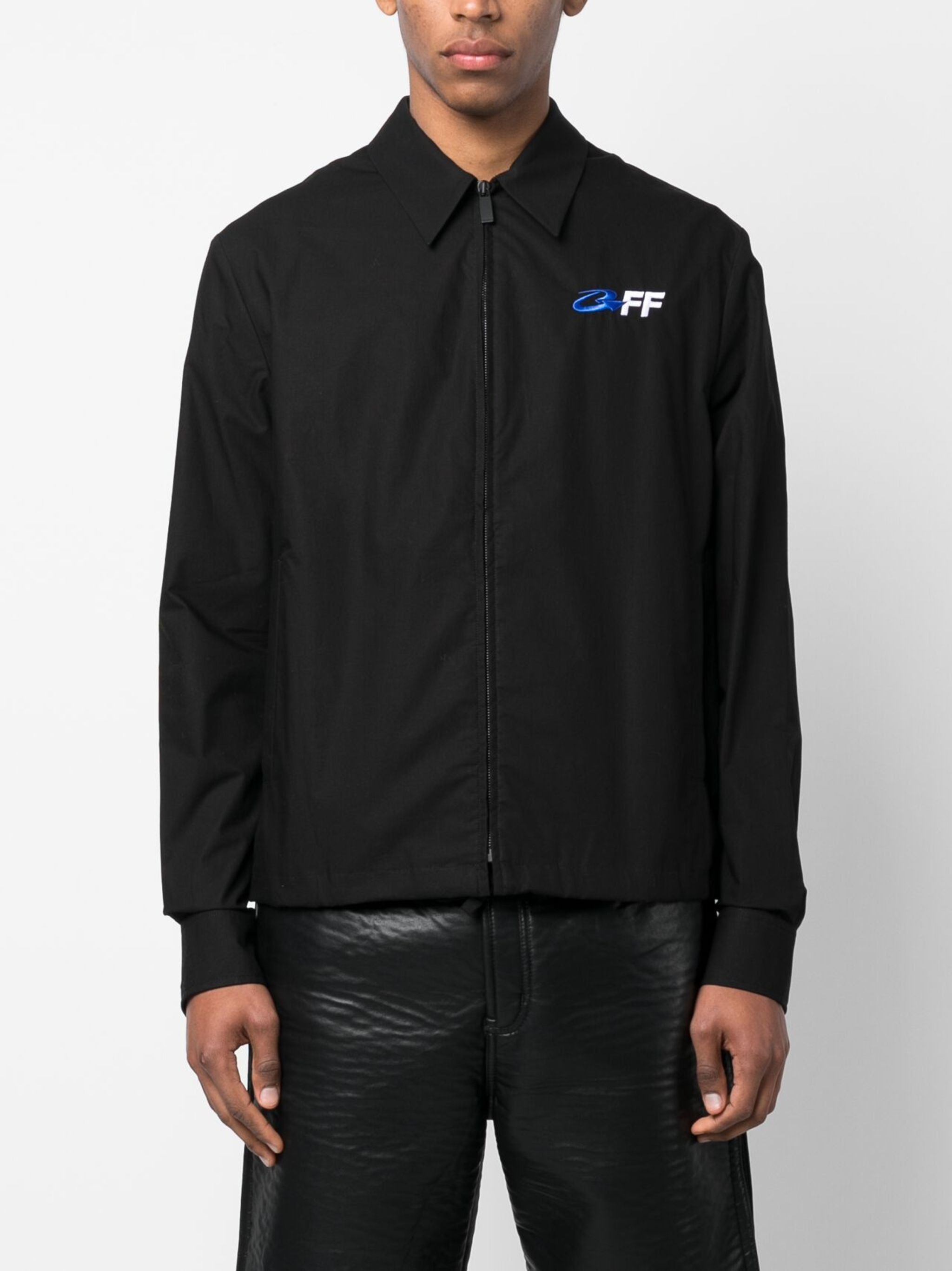Off-White o1gr1nt1124 Exact Opp Zip Hybrid Shirt in Black Size US XS / EU 42 / 0 - 3 Thumbnail