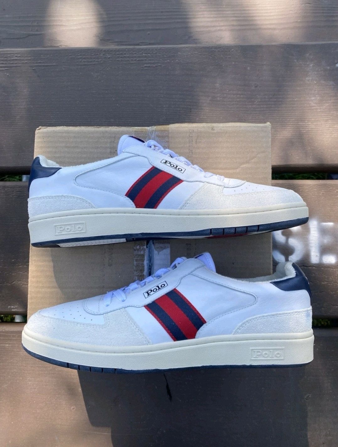 Ralph Lauren Ralph Lauren Polo Court Sneakers White Navy Red Retro 007 Size US 11.5 / EU 44-45 - 4 Thumbnail