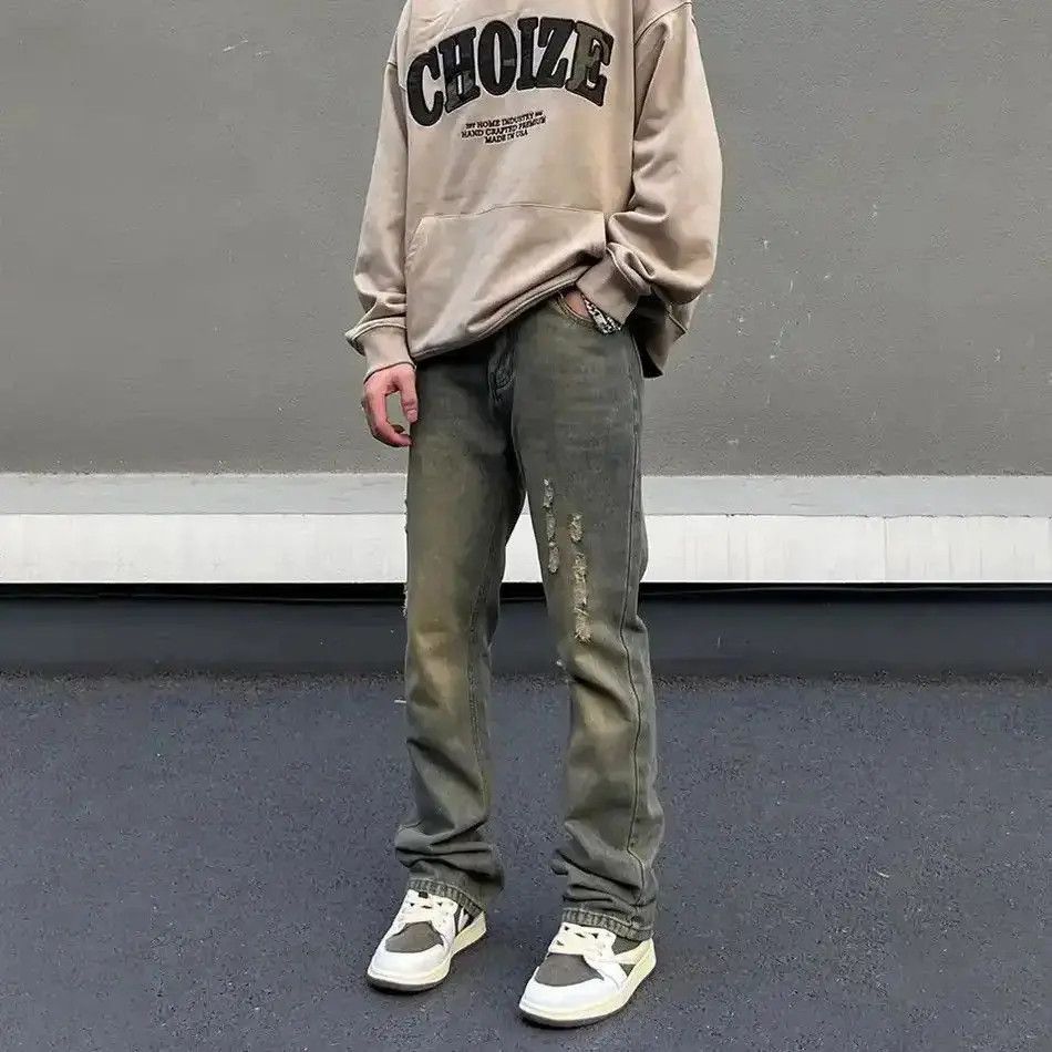 Japanese Brand Slim Jeans Men Street Vintage Washed-out Skinny Vaqueros Size US 30 / EU 46 - 3 Thumbnail