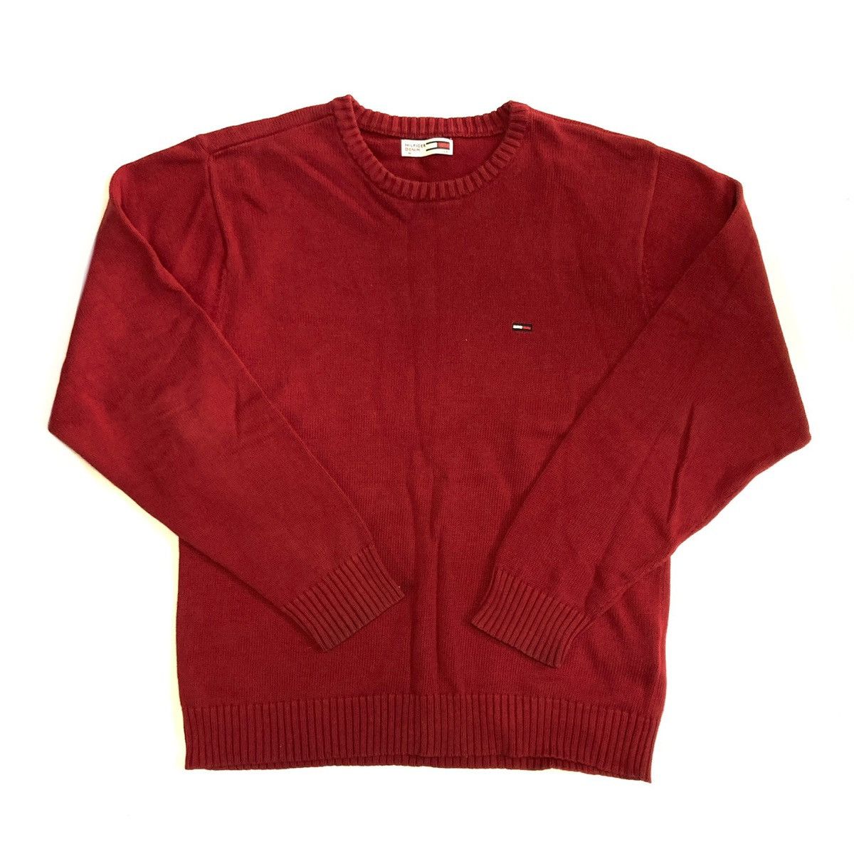 Tommy Hilfiger Denim Red Sweater Jumper USA Basic