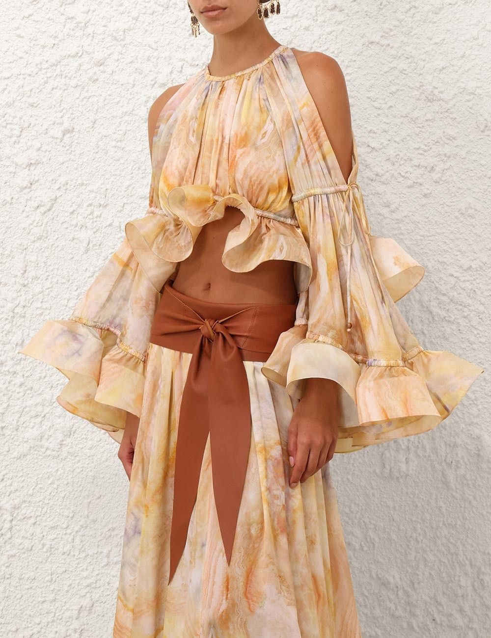 Zimmermann oc11z0226 Balance Flounce Blouse In Multicolor Size M / US 6-8 / IT 42-44 - 2 Thumbnail