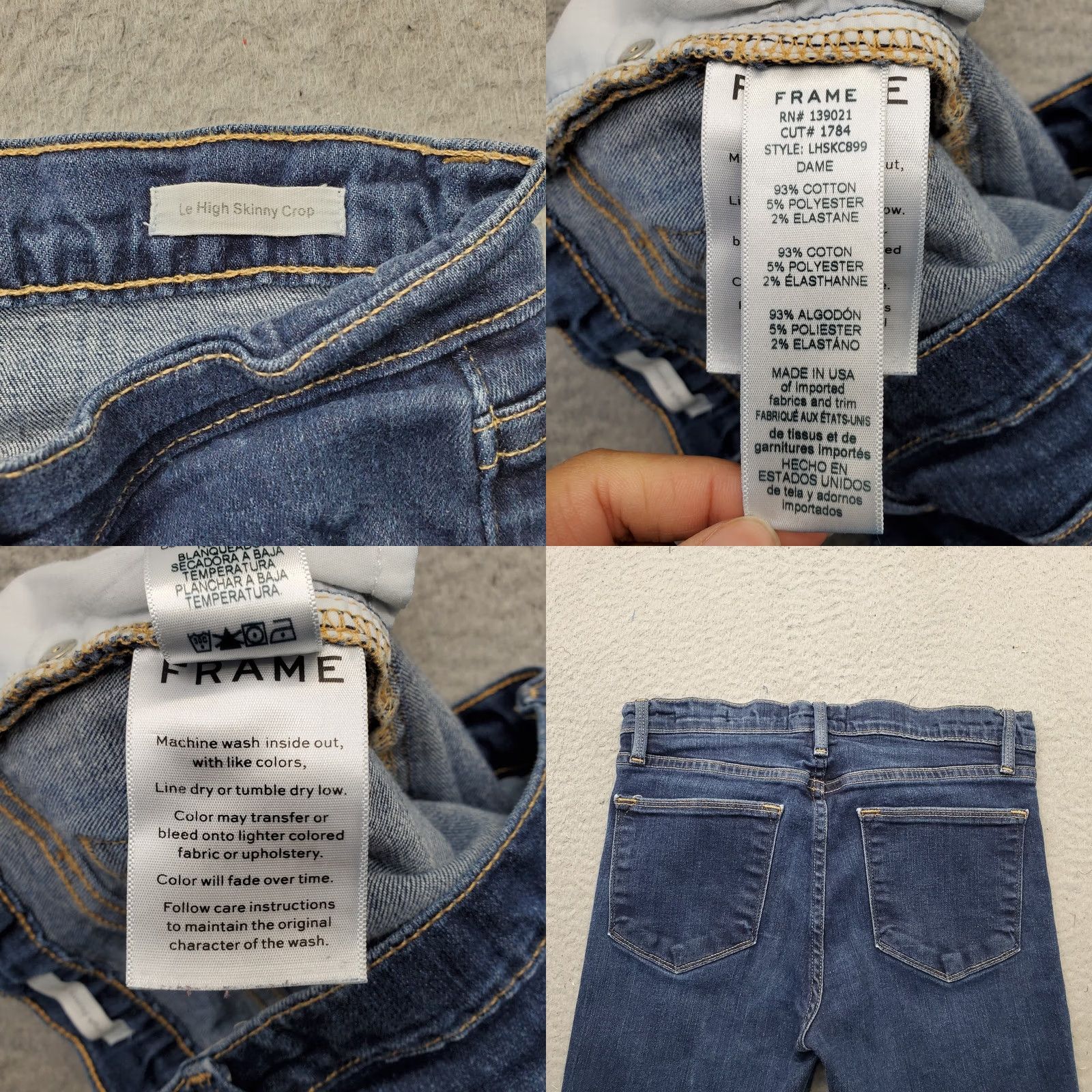 Frame Frame Women's Jeans 26 Blue Denim Frame Le High Cropped Stretch Skinny 5-Pocket Regular Waist Inseam 27.25" - 34.25" Outseam Size 26" / US 2 / IT 38 - 8 Thumbnail