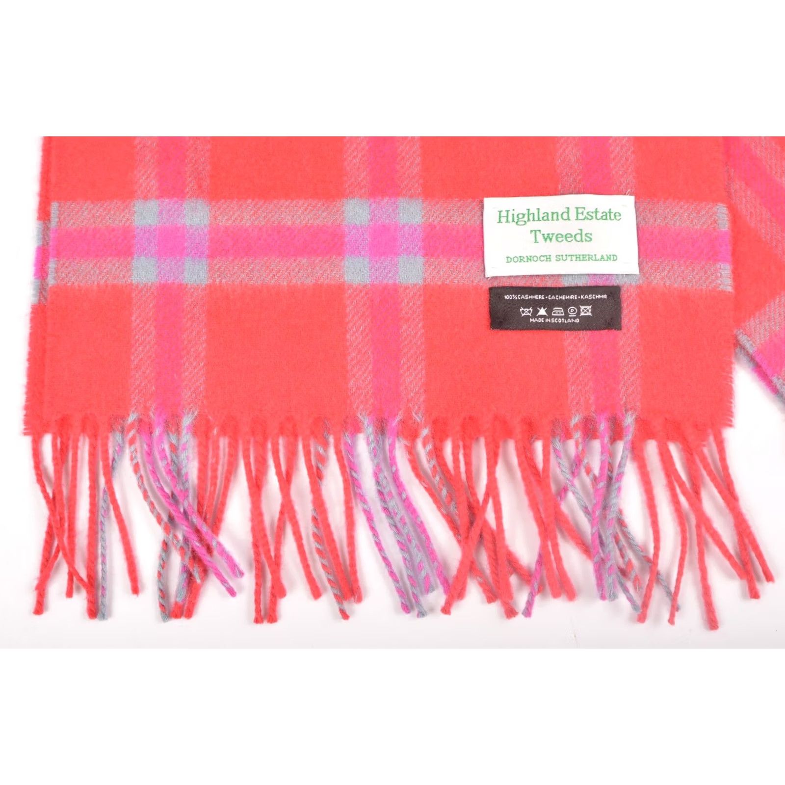 Vintage Highland Estate Tweeds Scarf Dornoch Sutherland Cashmere Made in Scotland Pink Women 162 x 25 cm Tweed, Cashmere Scarf Size ONE SIZE - 2 Thumbnail