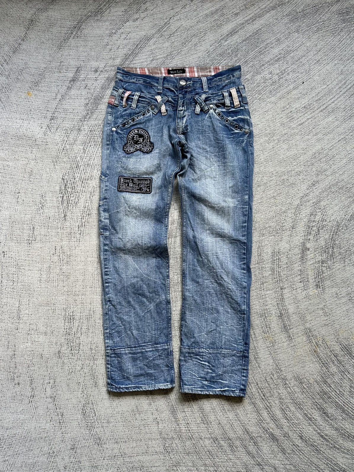 Vintage Double Waist Wild Life Wash Jeans