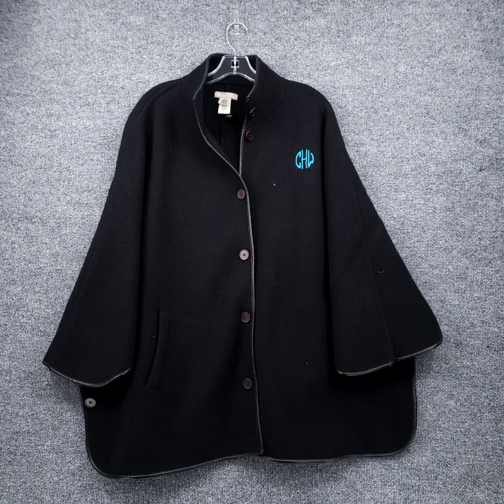 Vintage Mark & Graham Jacket Womens L Black Kimono Wool Blend Size L / US 10 / IT 46 - 2 Thumbnail