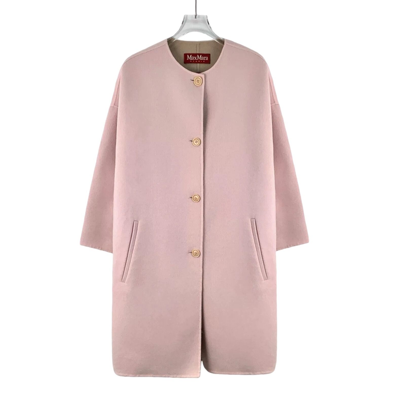 Max Mara MaxMara Pink Virgin Wool Single Breasted Coat IT 38 Size XS / US 0-2 / IT 36-38 - 1 Thumbnail
