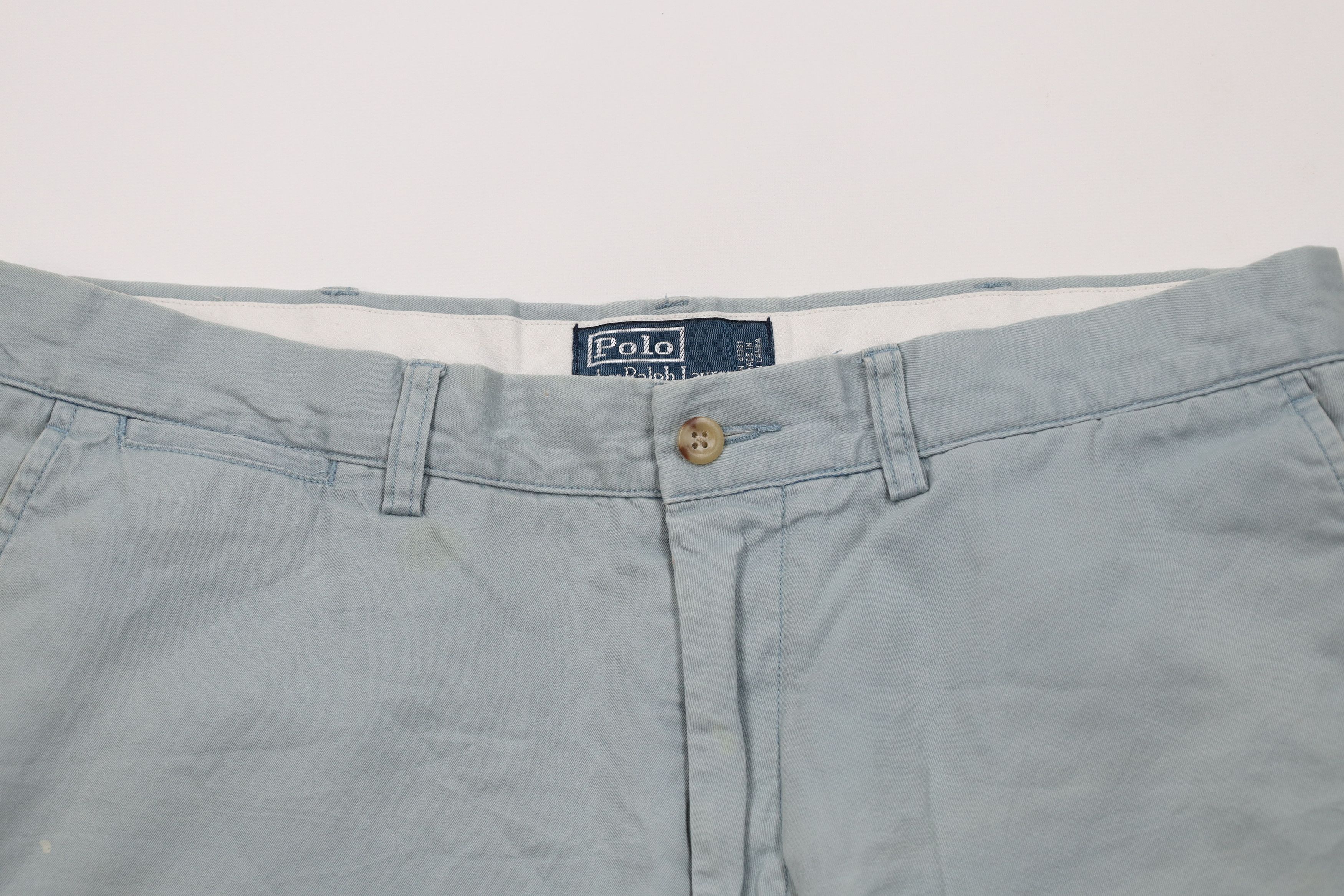 Ralph Lauren × Vintage Vintage 90s Ralph Lauren Above Knee Chino Shorts Light Blue Size US 34 / EU 50 - 2 Thumbnail