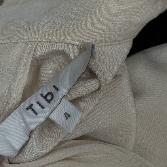 Designer × Tibi TIBI Tie-Belt Cream/Beige Women's Sz 4 Long Sleeve, Mock Nec Size S / US 4 / IT 40 - 11 Thumbnail
