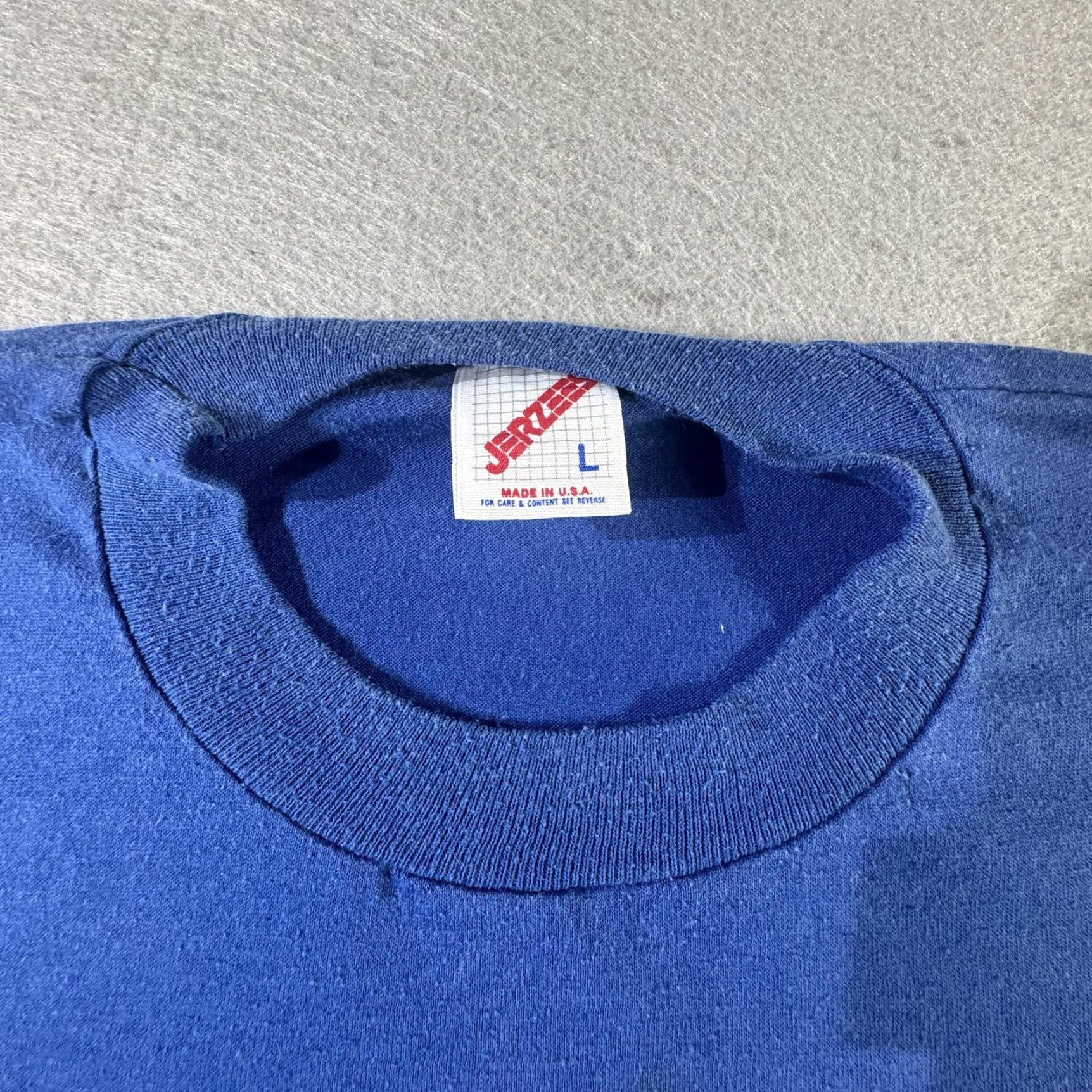 Jerzees VINTAGE Jerzees Shirt Mens L Blue Made USA Blank Single Stitch Tee 90s Size US L / EU 52-54 / 3 - 5 Thumbnail