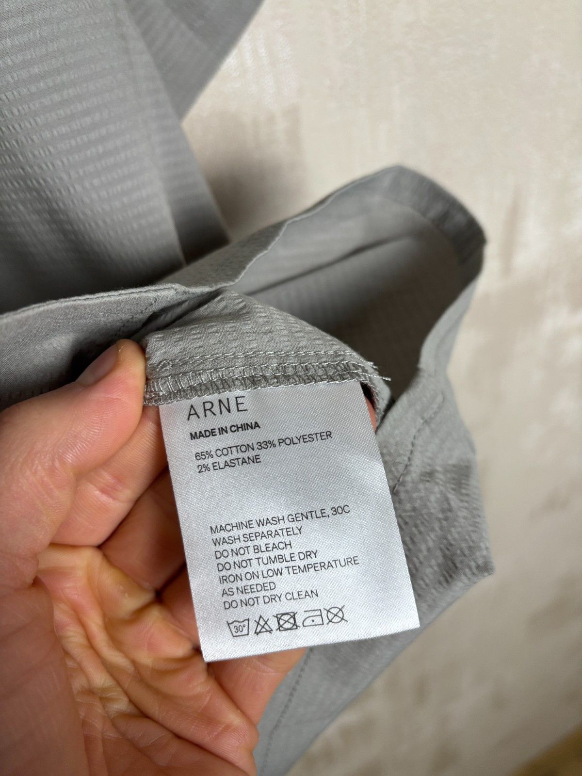 Other UK ARNE Seersucker Collar Short Sleeve Shirt in Stone Size US L / EU 52-54 / 3 - 11 Thumbnail
