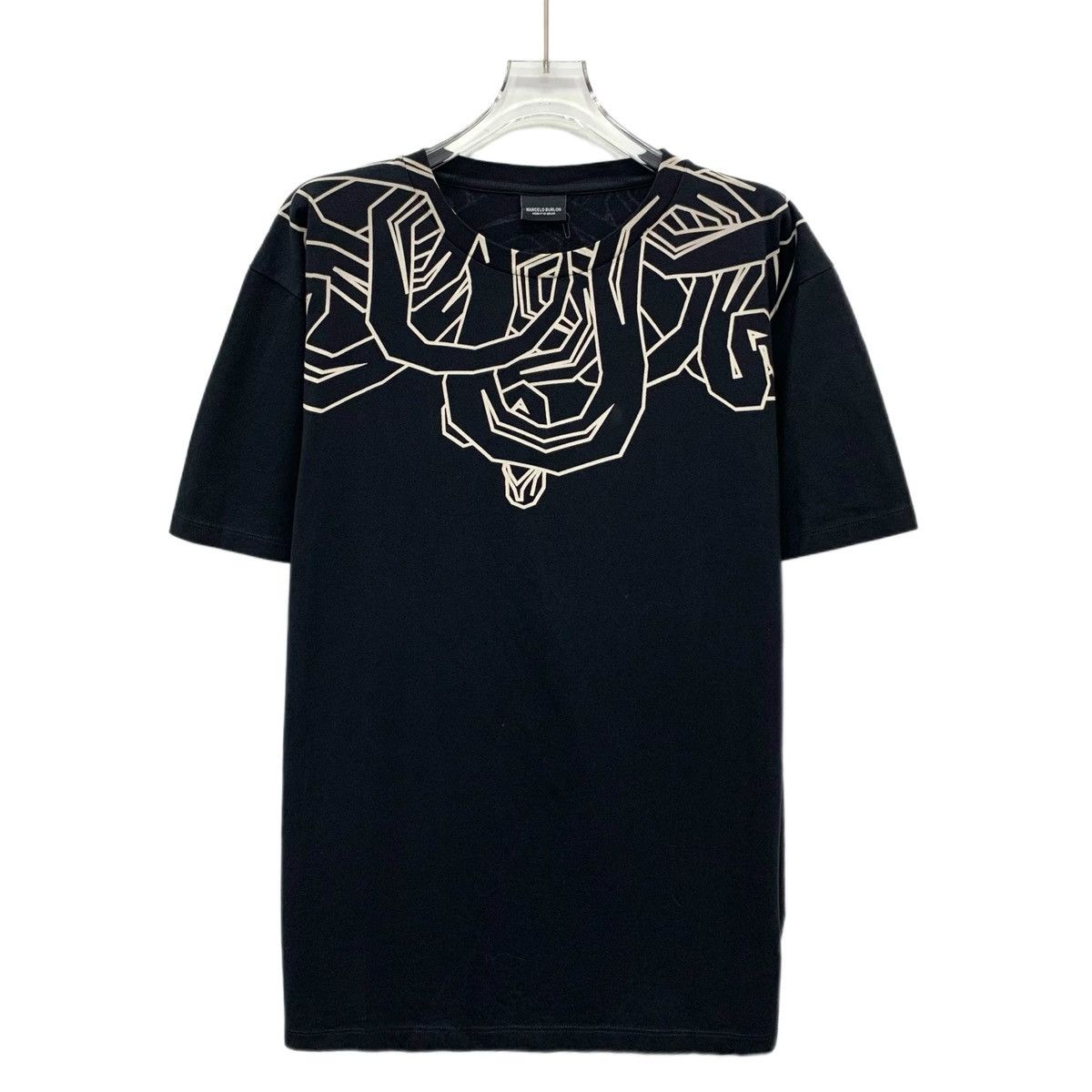 Marcelo Burlon Marcelo Burlon Black Pattern Print Crew Neck T-shirt K26WX Size US M / EU 48-50 / 2 - 1 Thumbnail