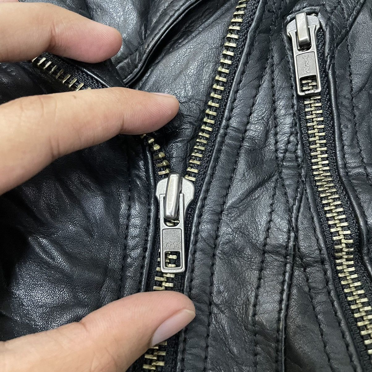 Genuine Leather × Japanese Brand Hide Cowhide Leather Double Collar Bikers Jacket Rockabilly Size US S / EU 44-46 / 1 - 6 Thumbnail
