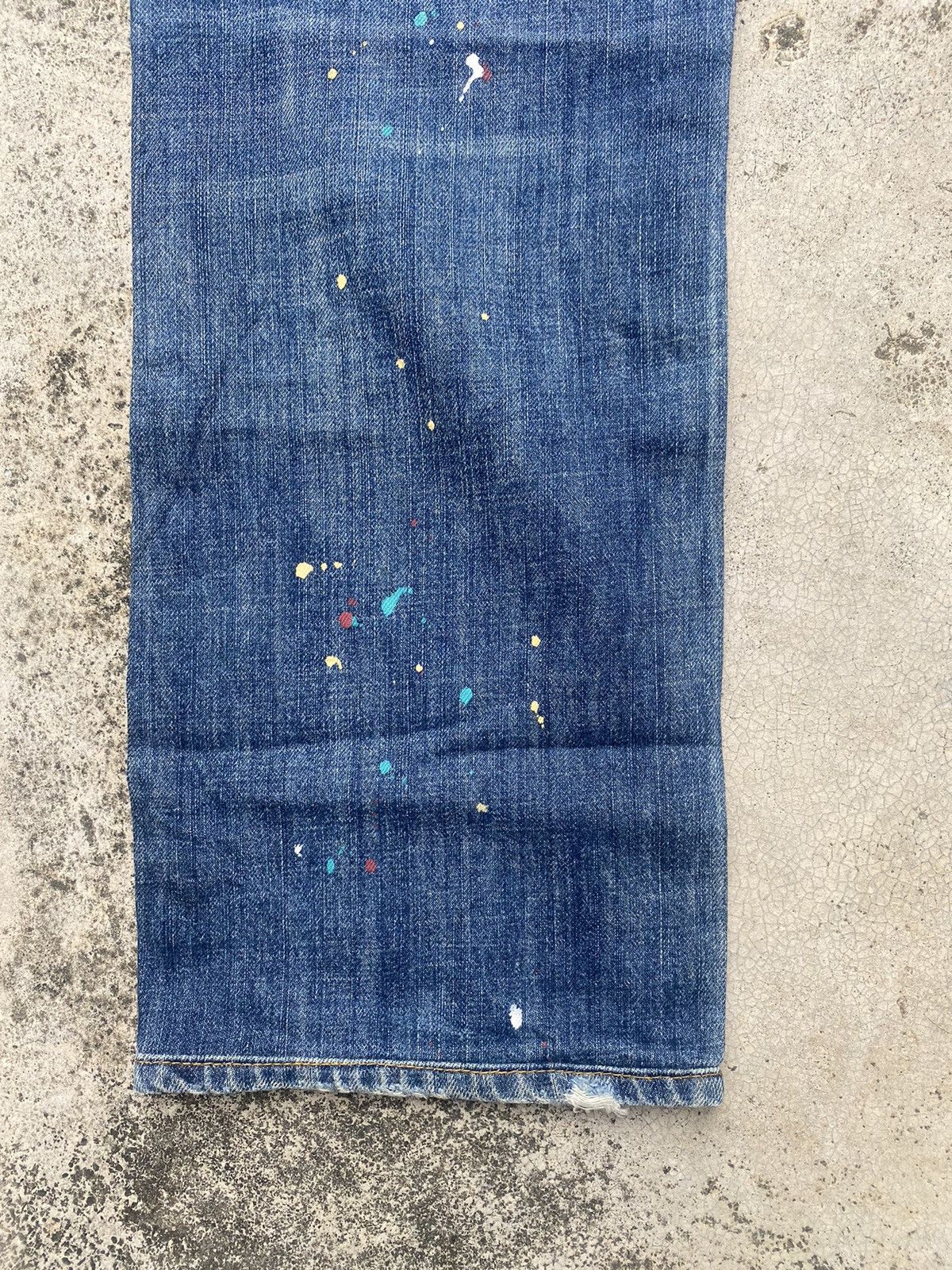 Armani × Armani Exchange × Le Grande Bleu (L.G.B.) Armani Jeans Painted Faded Loose Denim Jeans Size US 33 - 23 Thumbnail