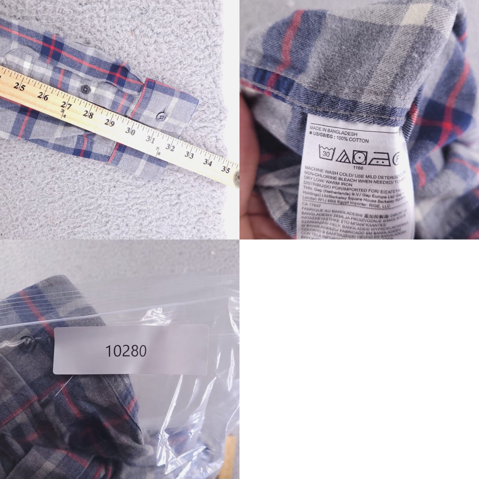 Banana Republic Banana Republic Shirt Mens Medium Gray Flannel Lightweight 100% Cotton Plaid Button-Up Size US M / EU 48-50 / 2 - 8 Thumbnail
