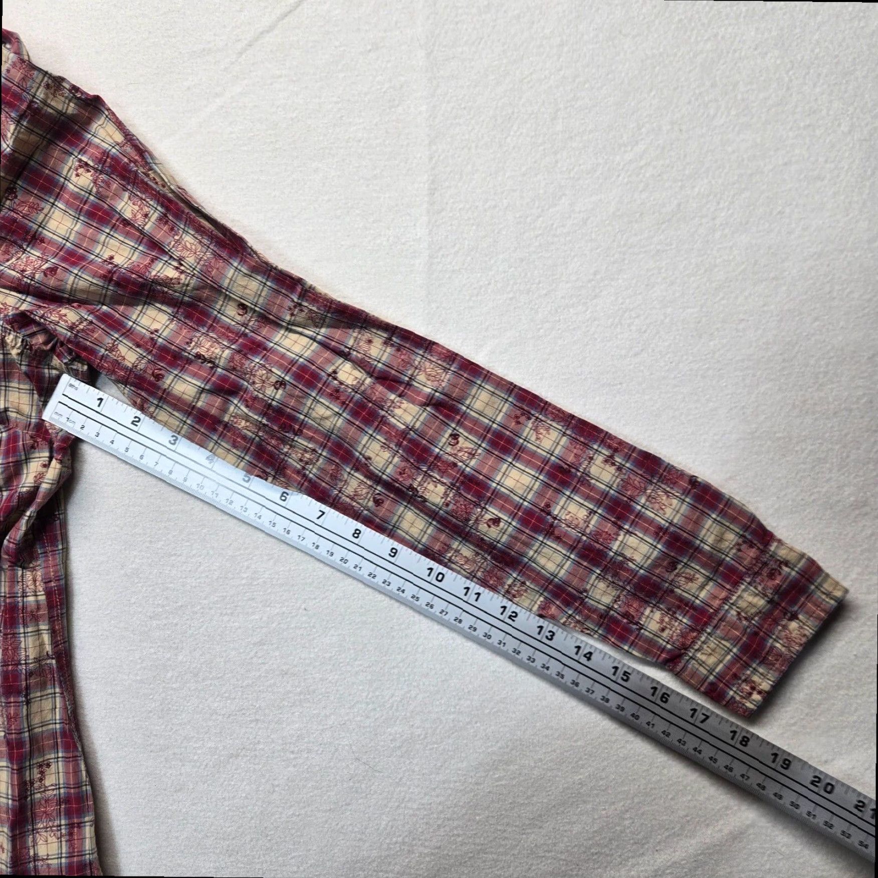 Orvis Orvis Flannel Plaid Shirt Blue Red Women's Large Long Sleeve Lightweight Button Up Size L / US 10 / IT 46 - 5 Thumbnail