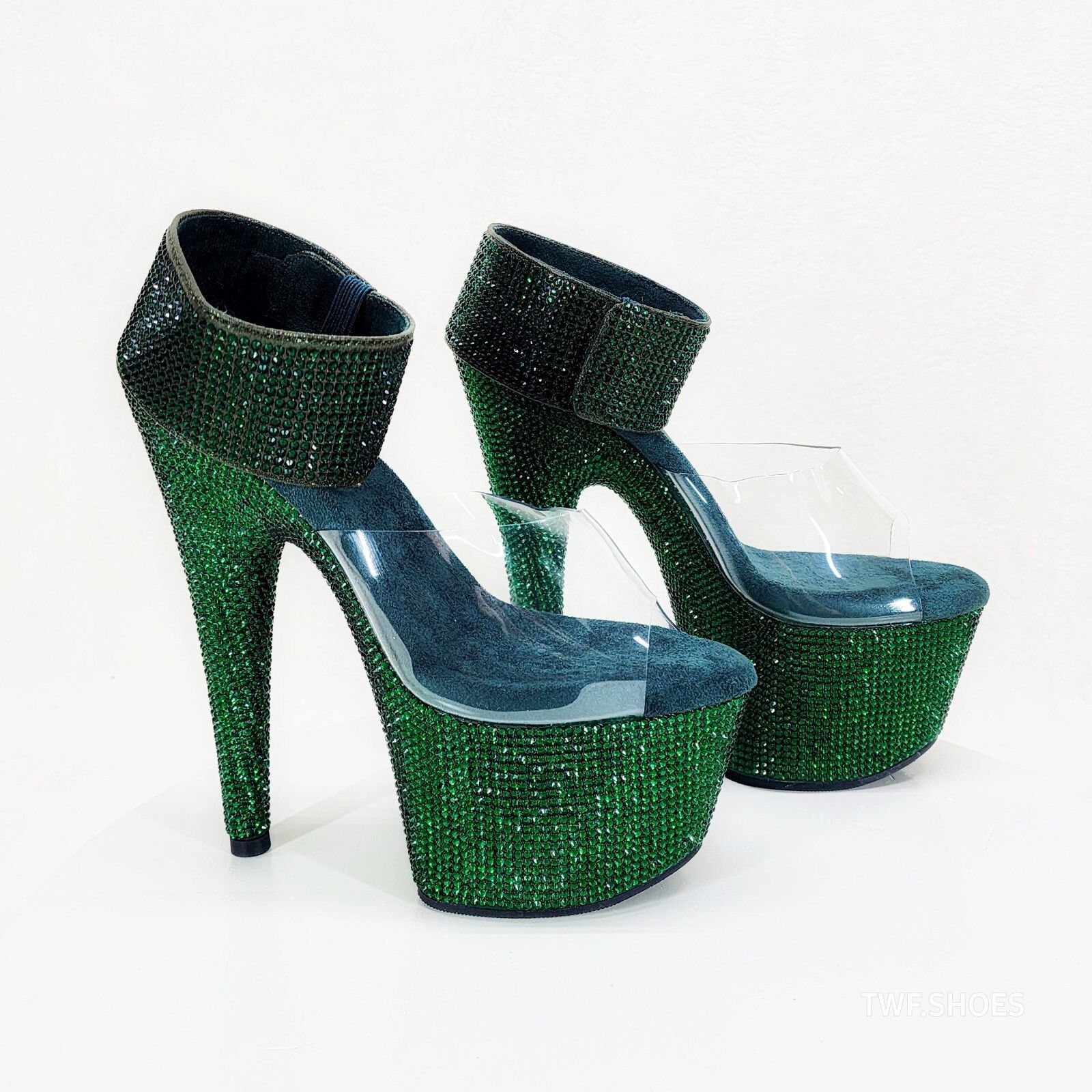 Other Bejeweled 712RS Emerald Rhinestone Platform 7" Stiletto High Size US 7 / IT 37 - 2 Thumbnail