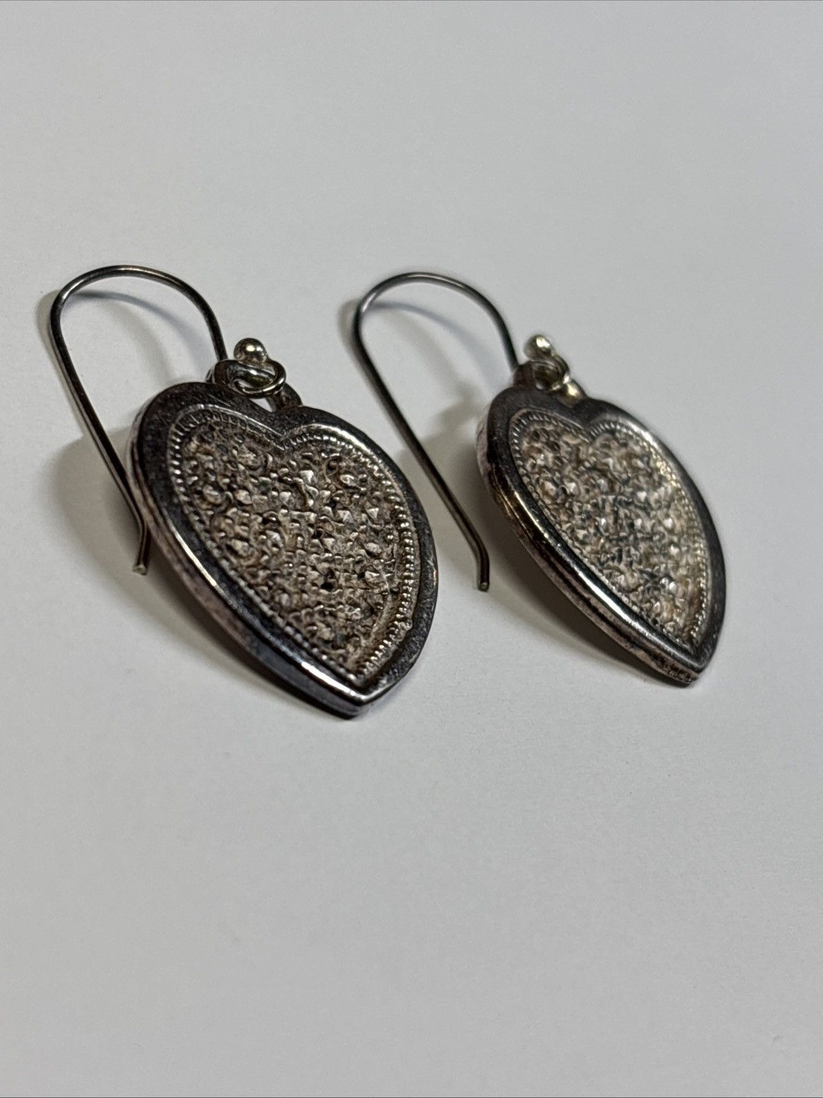 Other Vintage .925 Sterling Silver Heart Shaped Dangle Earrings Size ONE SIZE - 2 Thumbnail