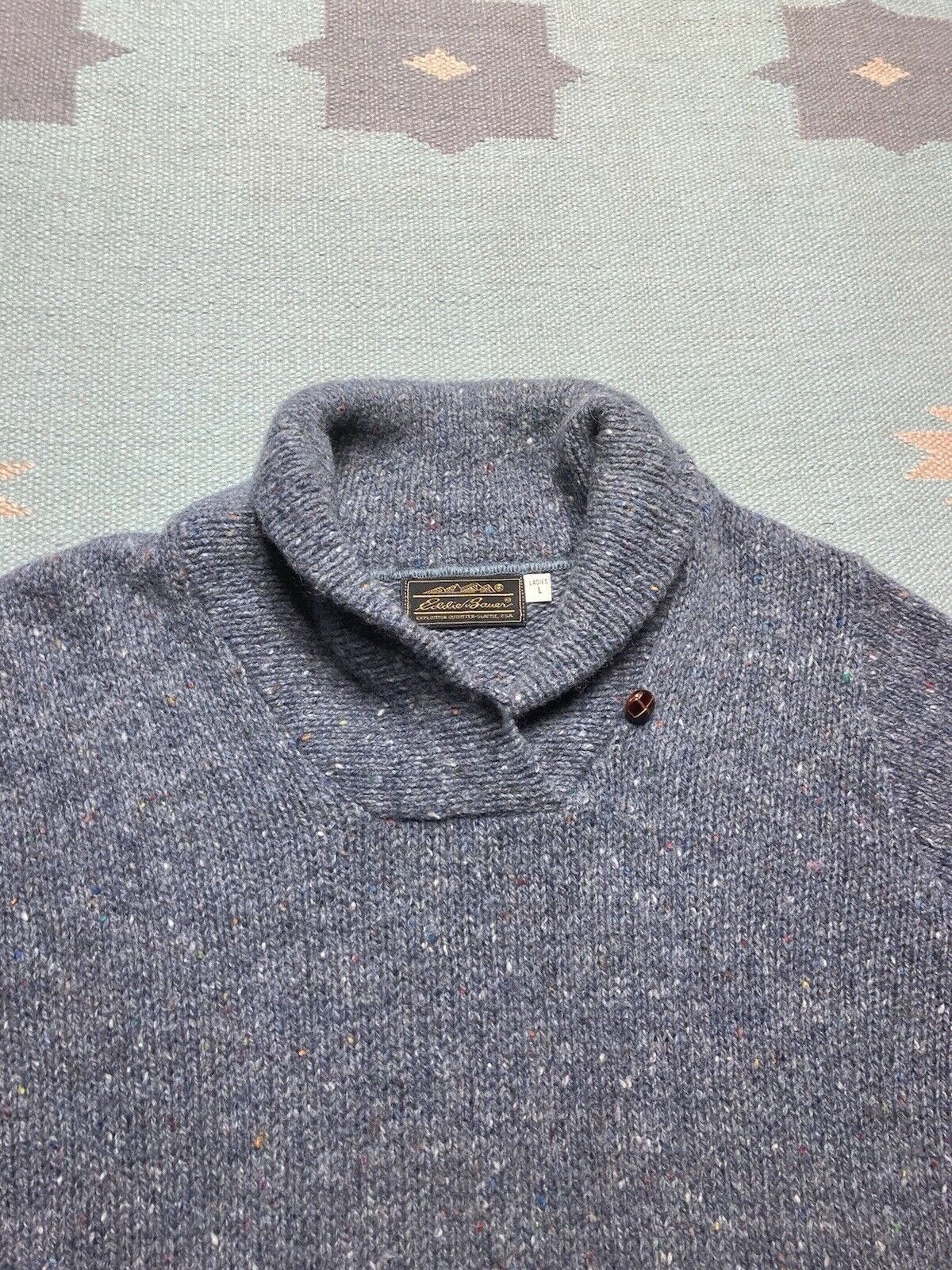 Eddie Bauer × Vintage Eddie Bauer knit sweater wool shawl collar flecked women’s S Size S / US 4 / IT 40 - 2 Thumbnail