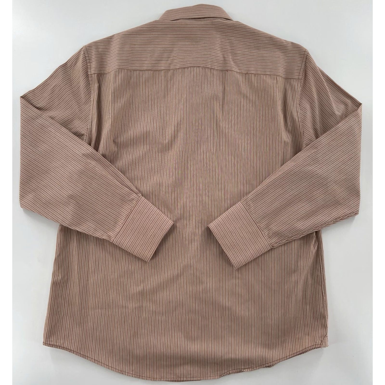 John Varvatos VINTAGE John Varvatos Men's Long Sleeve Button-Up Shirt Size 17/43R Brown Striped Cotton Business Casual Size US XL / EU 56 / 4 - 2 Thumbnail