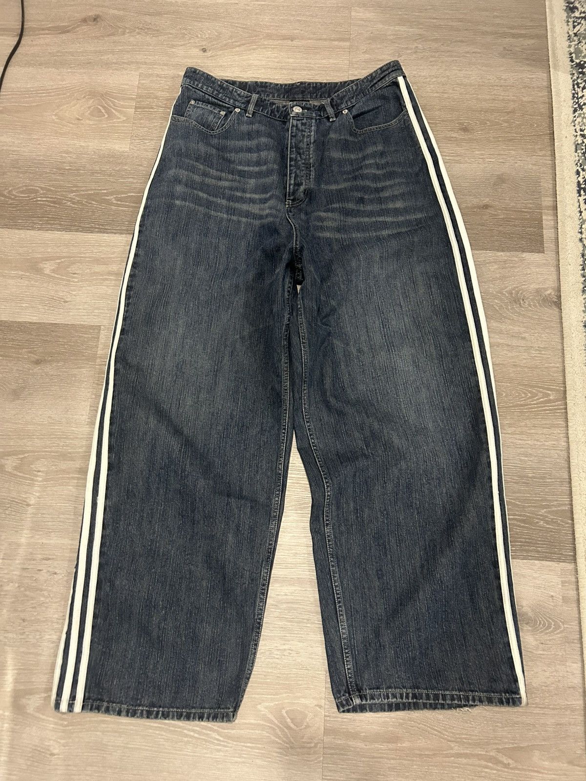 Blue balenciaga adidas baggy jeans