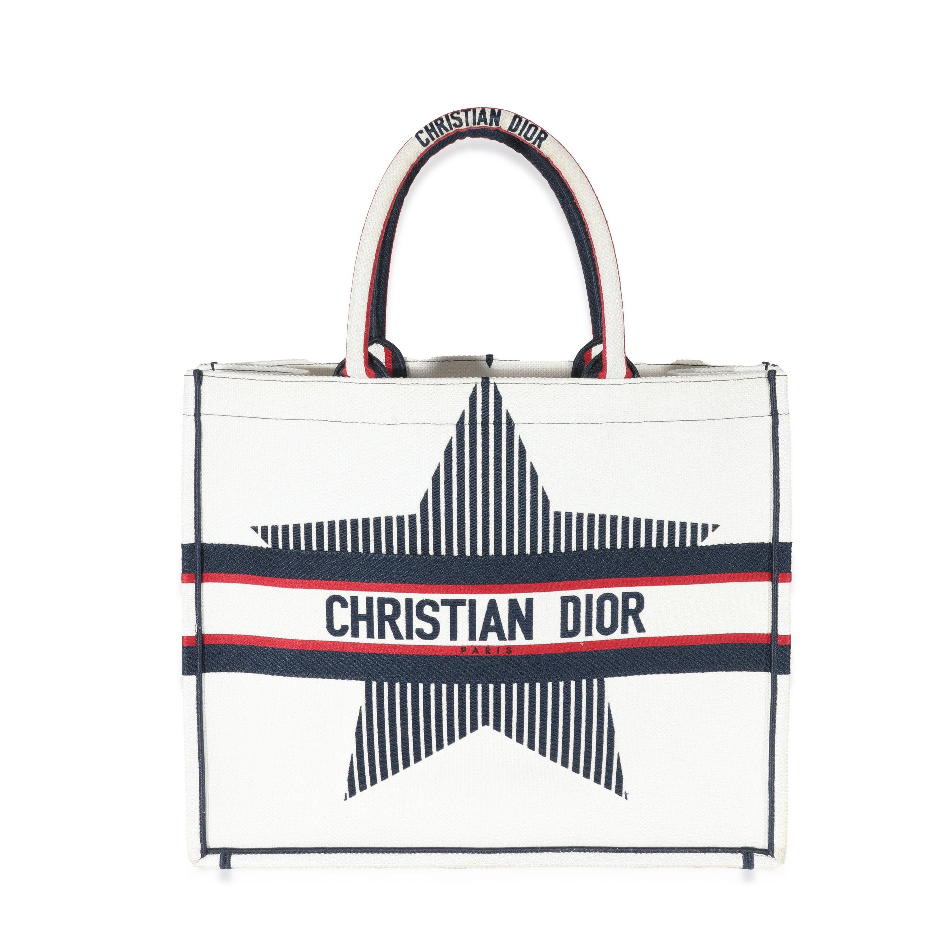 image of Christian Dior White Canvas Dioralps Large Book Tote, Women's