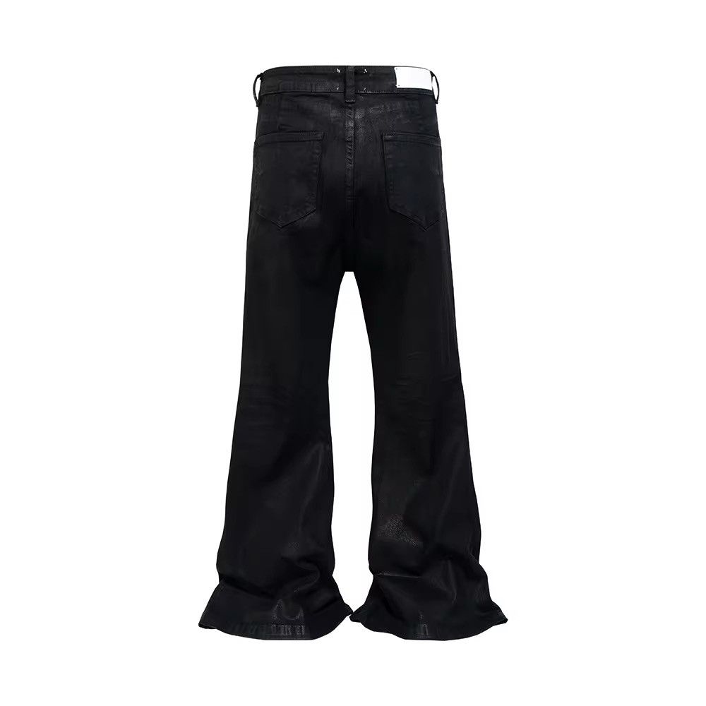 Japanese Brand × Jean Y2K Streetwear Black Glue Coated Boot Cut Flare Jean Size US 31 - 4 Thumbnail