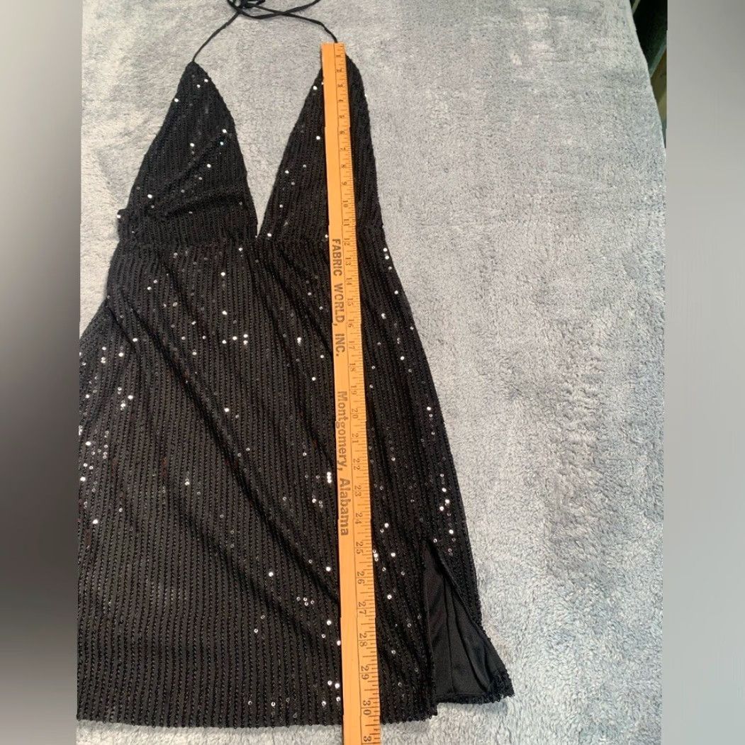 Vintage Motel Rocks Black Sequin Mini Dress L Women Regular Short Size Large Size L / US 10 / IT 46 - 7 Thumbnail