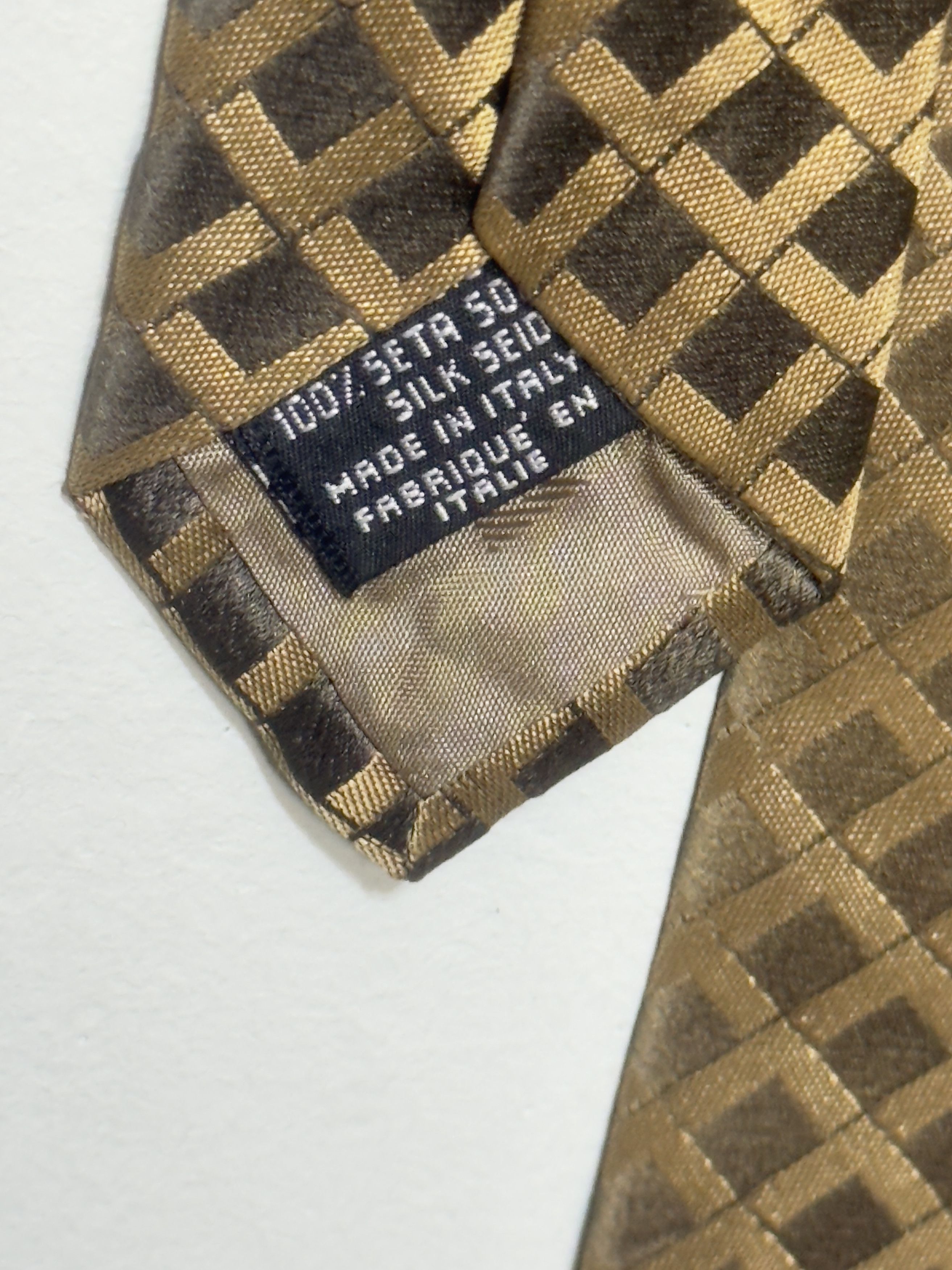 Emporio Armani × Giorgio Armani 2x gold silk tie Giorgio Emporio Armani gold and blue navy Size ONE SIZE - 7 Thumbnail