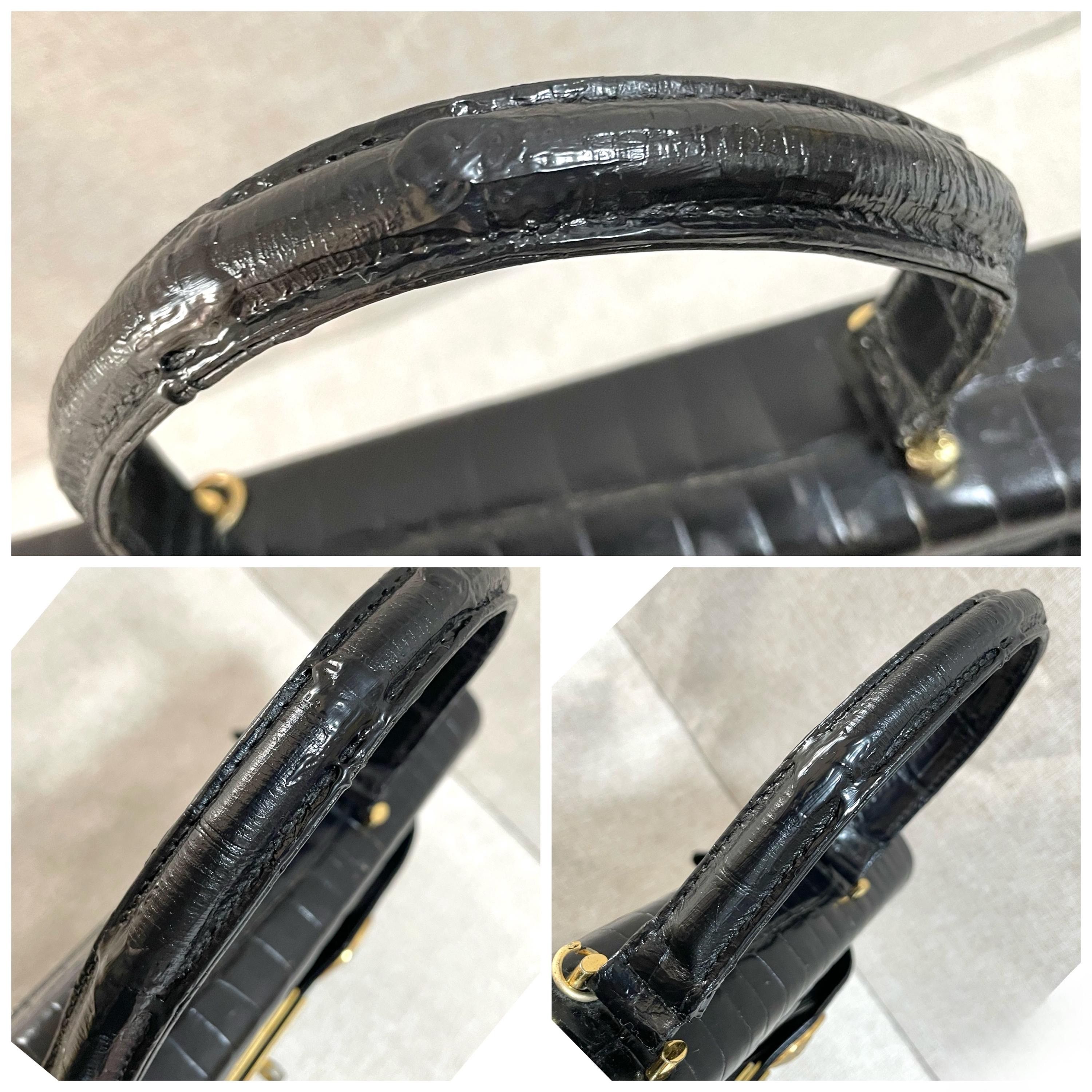 Versace Vintage Gianni Versace black croc embossed leather handbag Size ONE SIZE - 7 Thumbnail