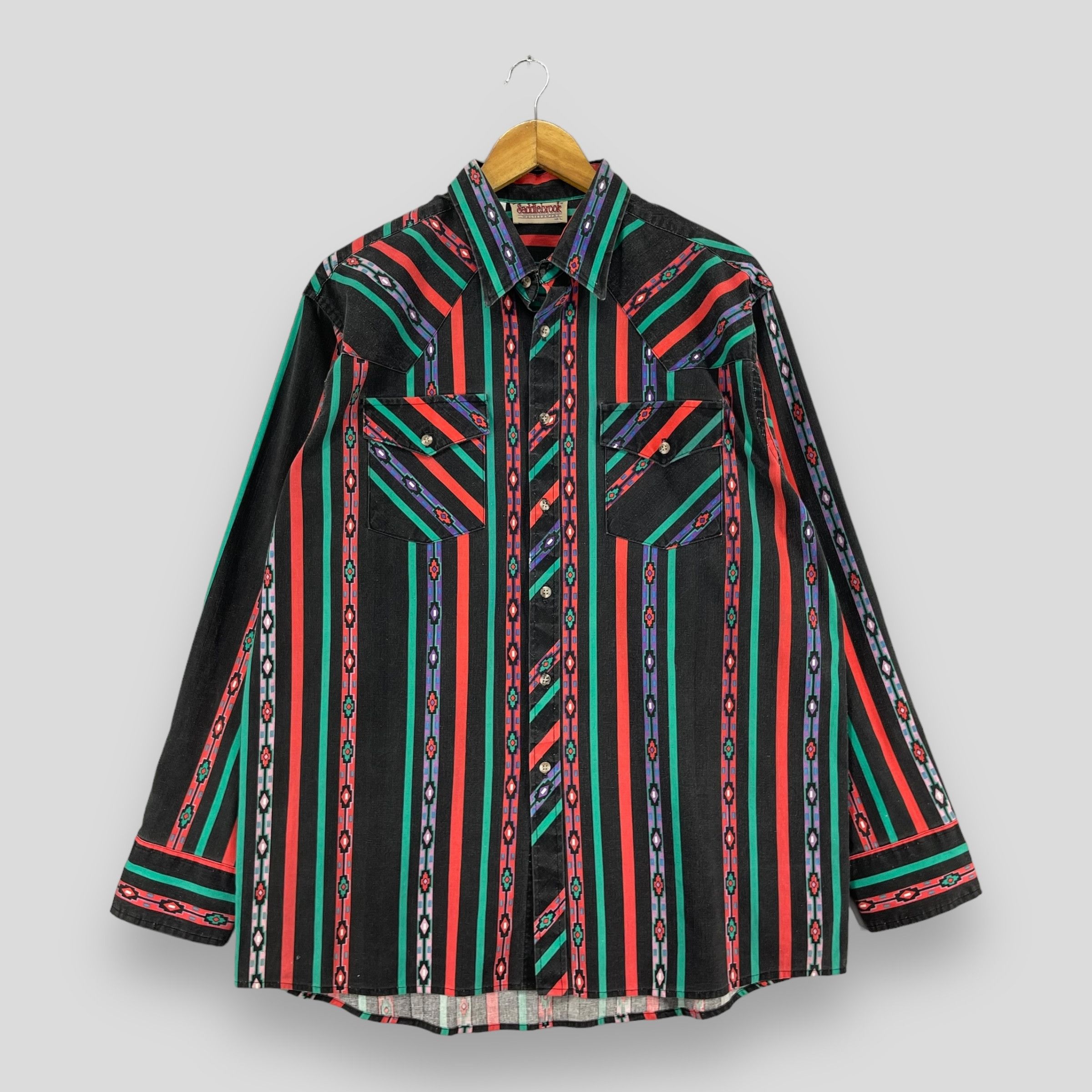 Native × Vintage Vintage SADDLEBROOK Native Stripes Style Western Shirt Size US L / EU 52-54 / 3 - 1 Thumbnail