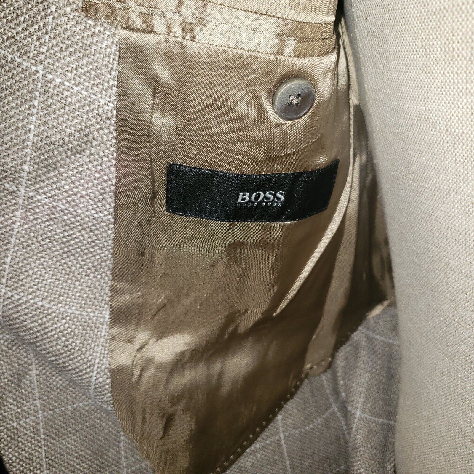 Hugo Boss Hugo Boss Mens Two Button Blazer Jacket Beige Size 38 R Size 38R - 4 Thumbnail