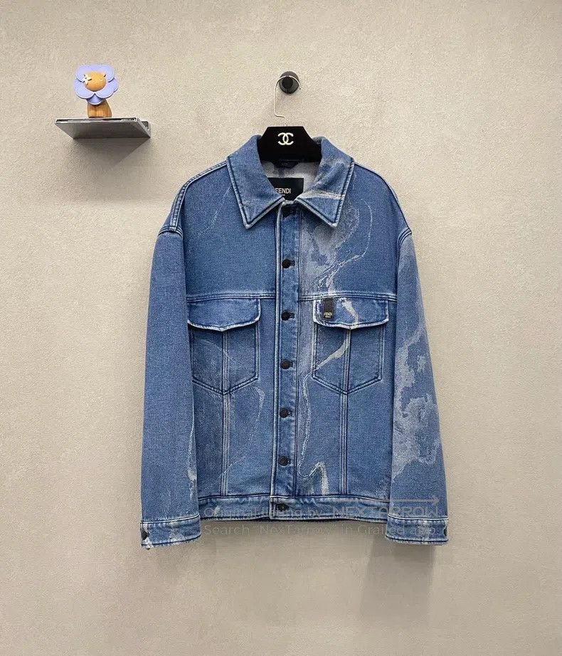 Fendi Fendi Blue Denim Set with Laser Engraved Design Size 46L - 1 Thumbnail
