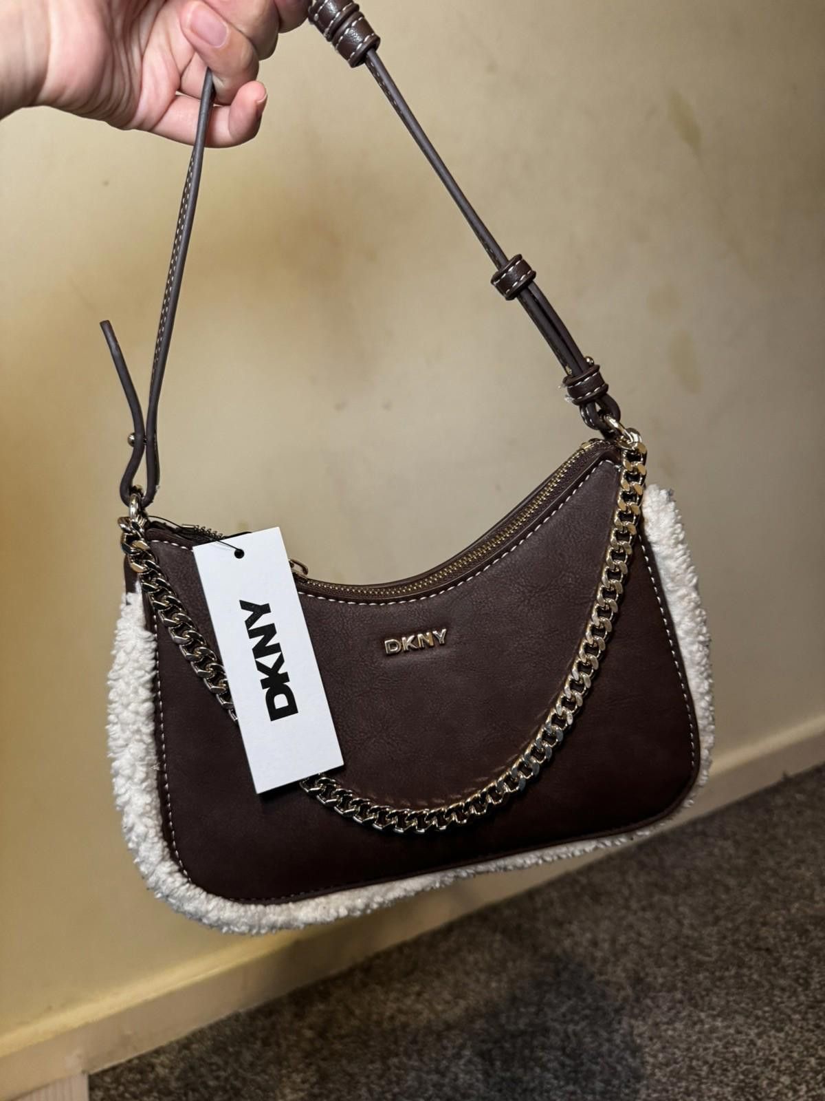 DKNY DKNY Brown Faux Leather Bag with Chain New Tags RPR $140 Size ONE SIZE - 3 Thumbnail