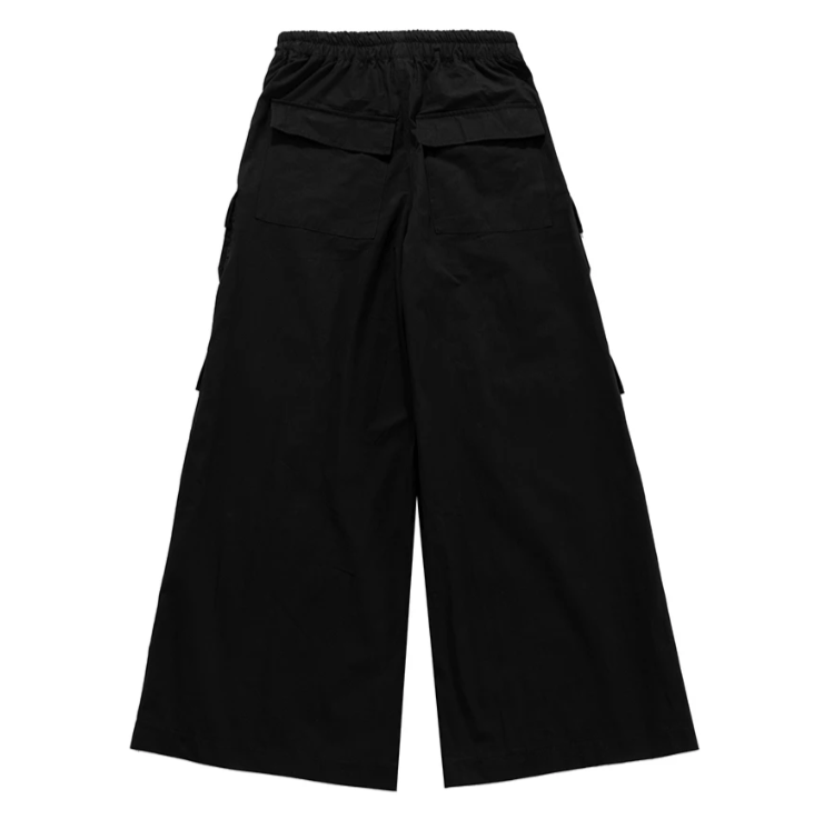 Japanese Brand Wide Leg Drawstring Black Cargo Pants Size US 30 / EU 46 - 6 Thumbnail