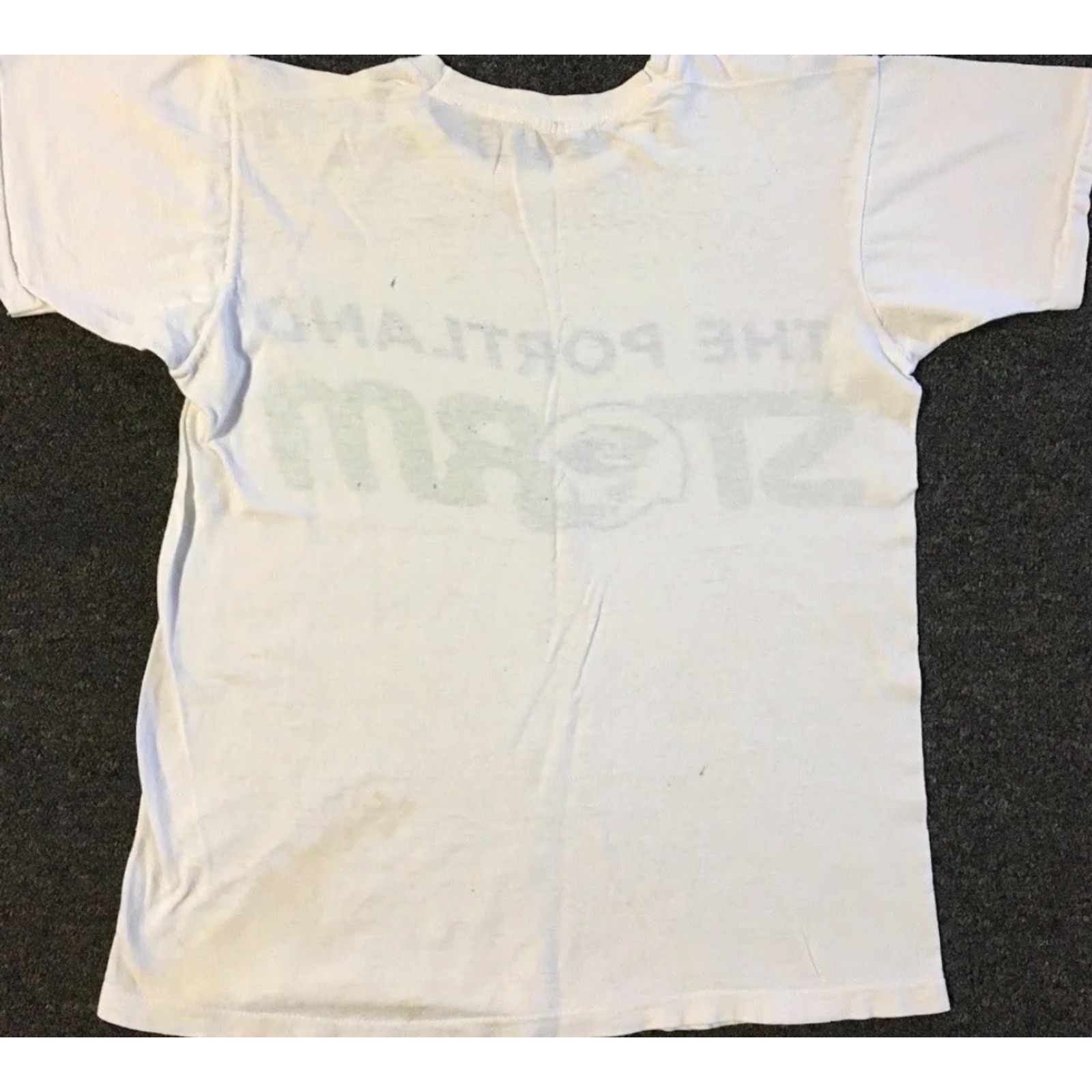 VINTAGE Champion Portland Thunder Shirt XS Men White Distressed 70s Faded Grunge World Football League